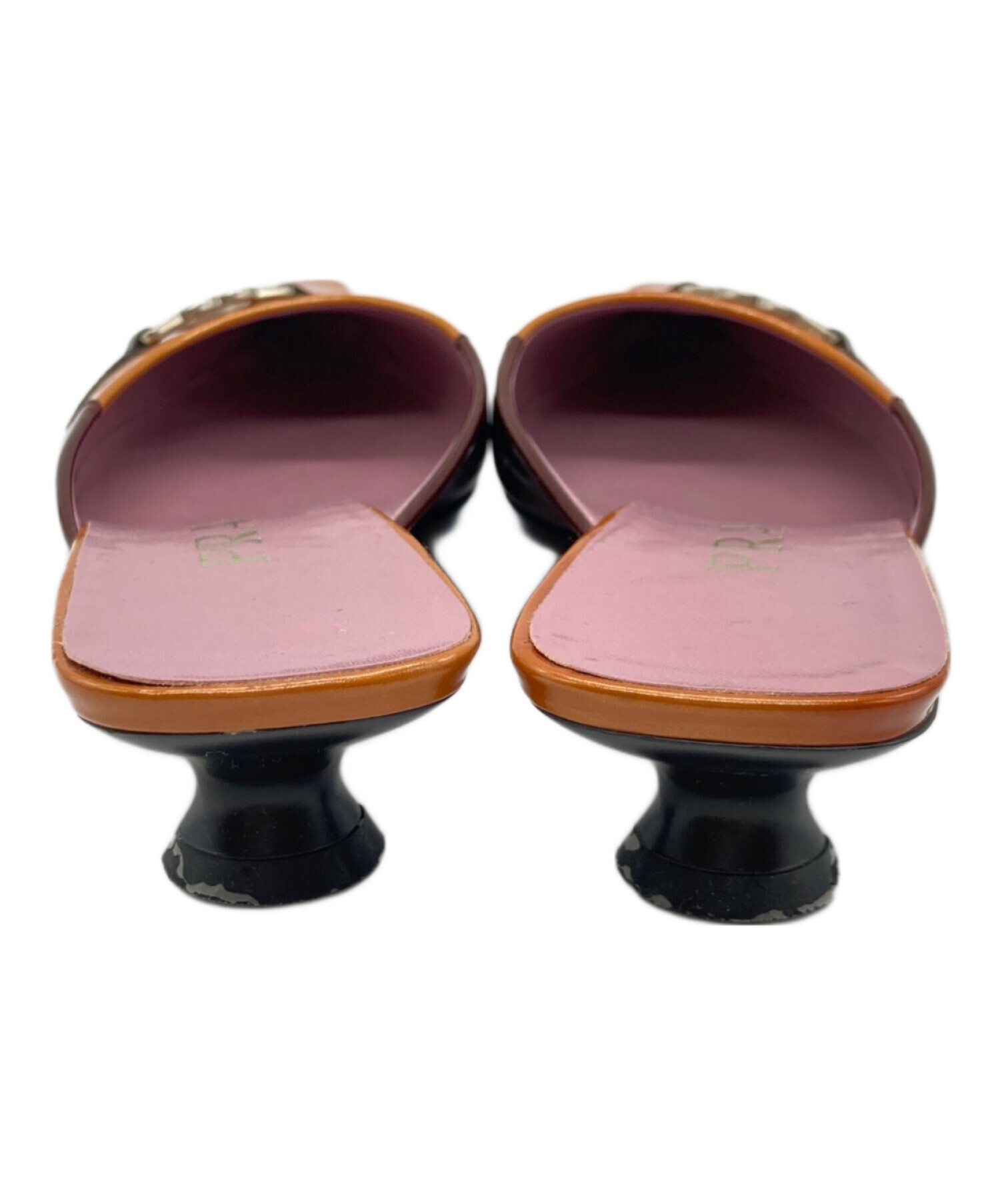 中古・古着通販】PRADA (プラダ) ハートモチーフミュール ブラウン 