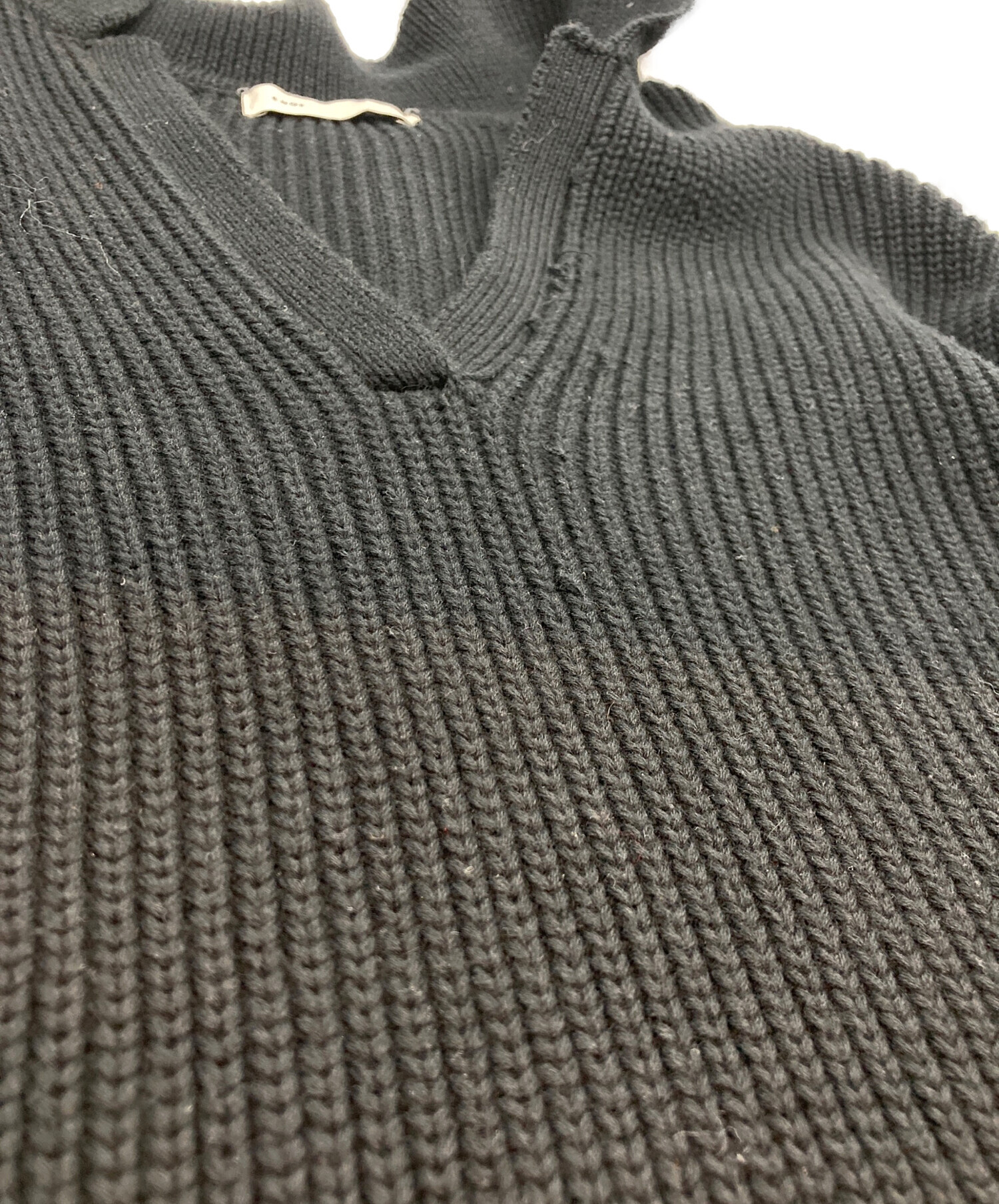 中古・古着通販】ENOF (イナフ) カシミヤ混cropped knit ブラック
