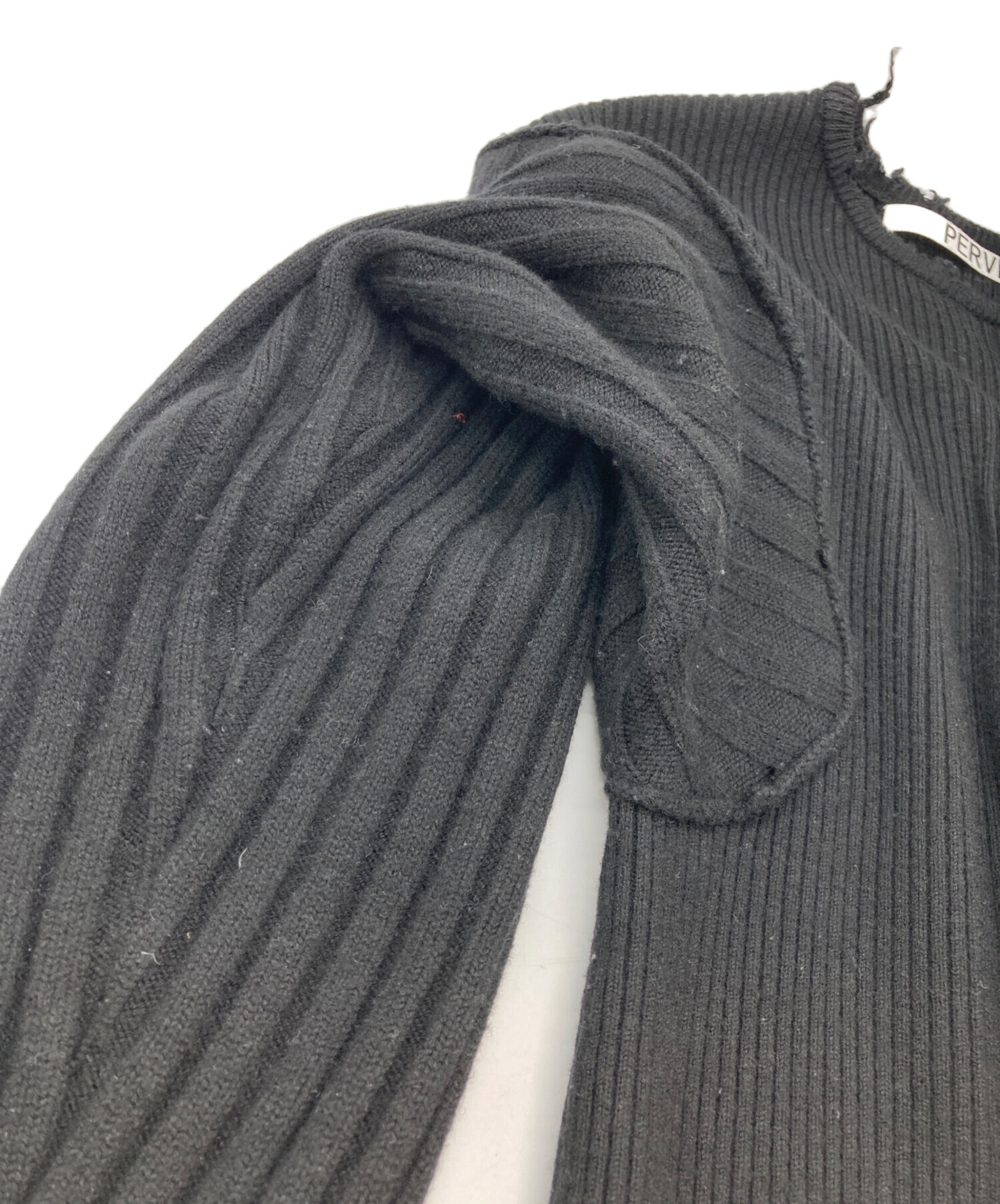 中古・古着通販】PERVERZE (パーバーズ) ダメージ加工切替リブニット