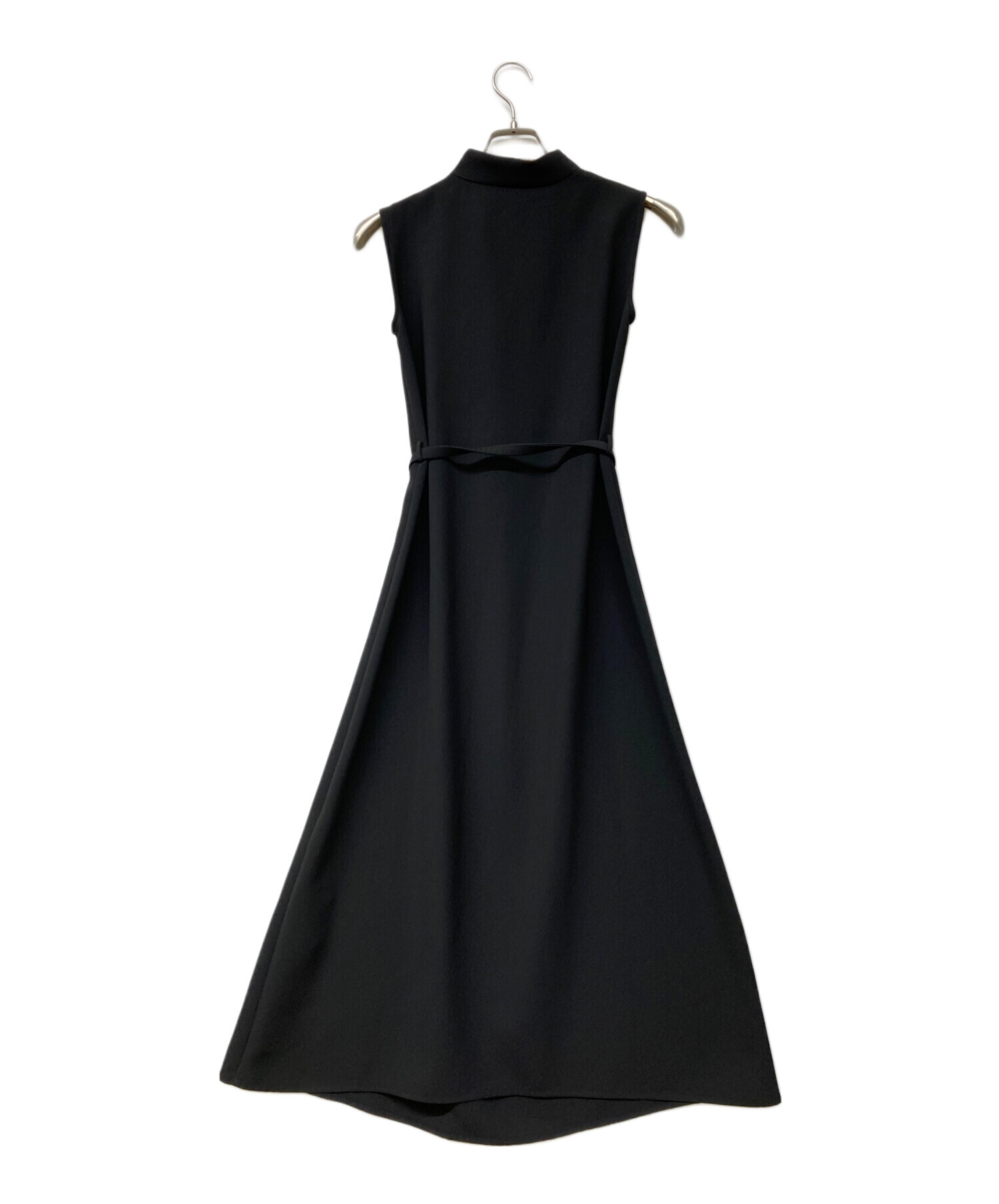 LAUBE BLANC Belted Drape Dress ブラックS 中古・古着通販】L'AUBE BLANC (ローブブラン) Belted Drape Dress