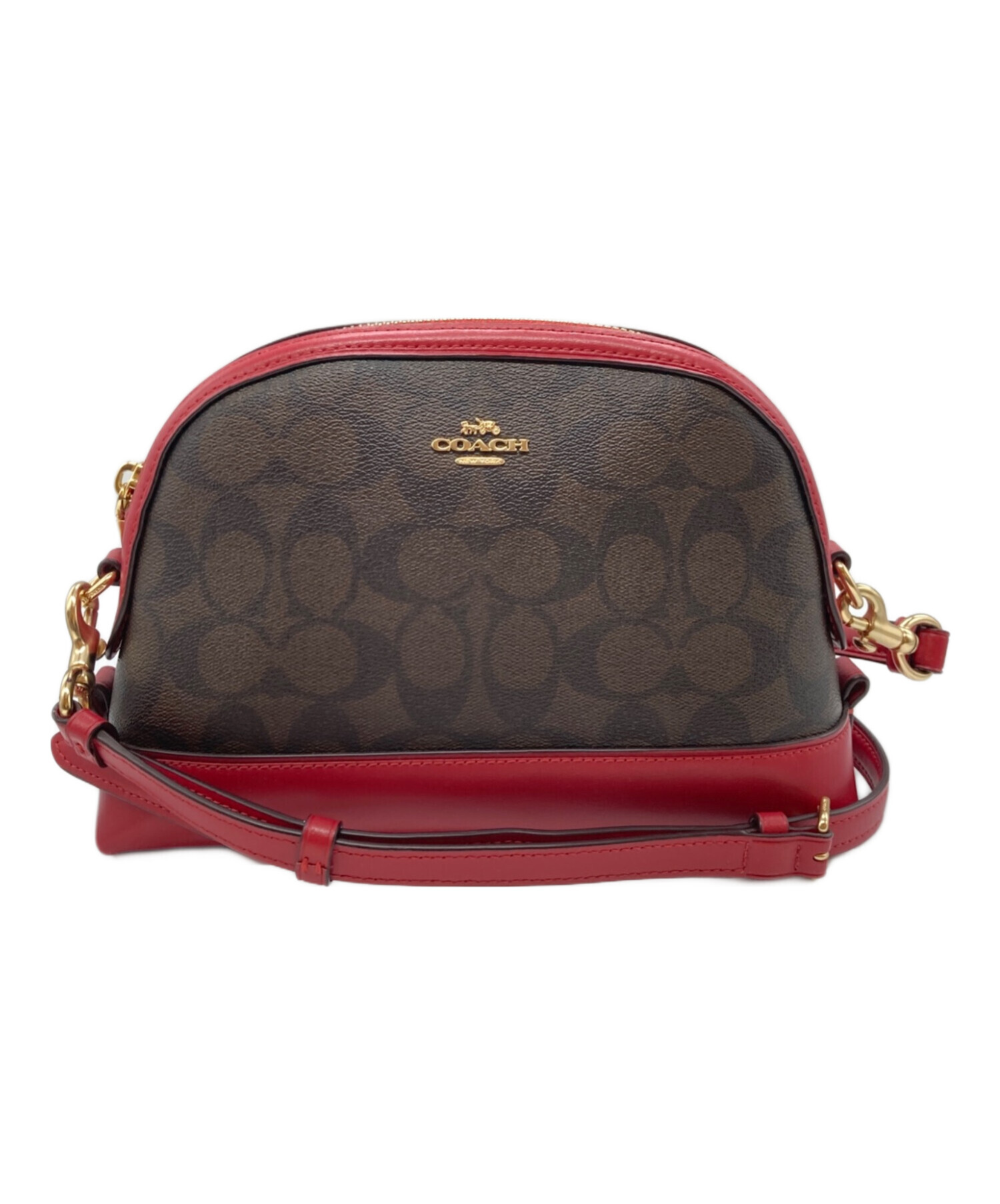 中古・古着通販】COACH (コーチ) シグネチャーショルダーバッグ レッド 