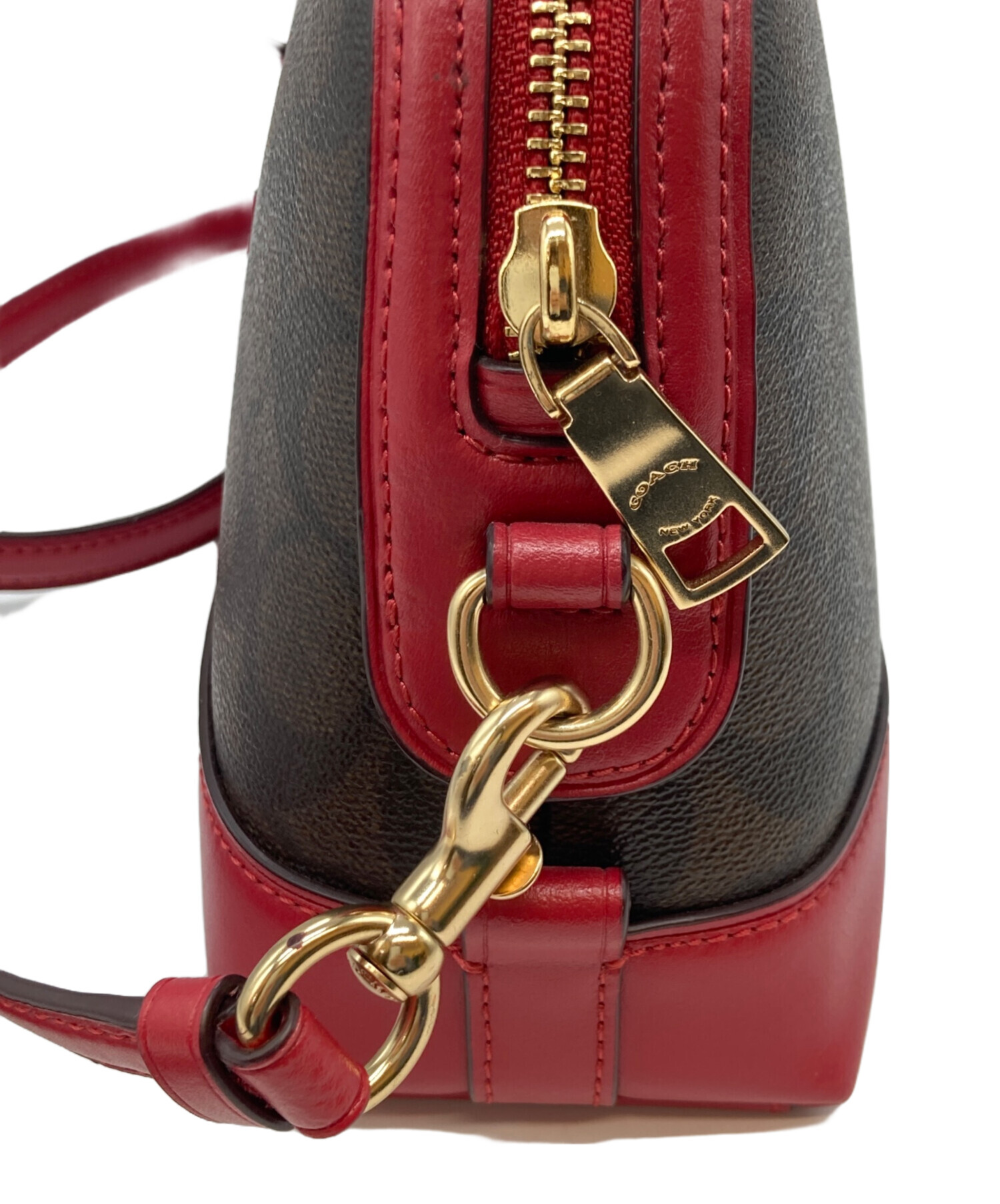 中古・古着通販】COACH (コーチ) シグネチャーショルダーバッグ レッド 