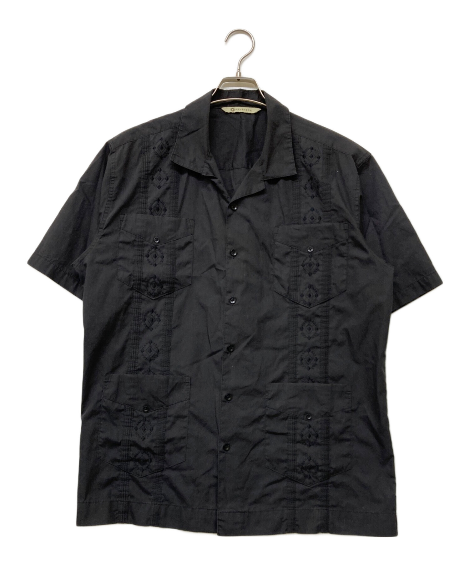 HAVANERA キューバシャツ L ラミー混 生成り 90s 中古・古着通販】HAVANERA (ハバネラ) 古着キューバシャツ ブラック