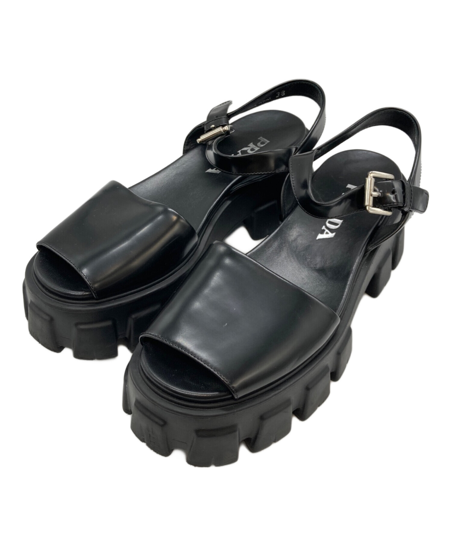 中古・古着通販】PRADA (プラダ) モノリスブラッシュドレザーサンダル