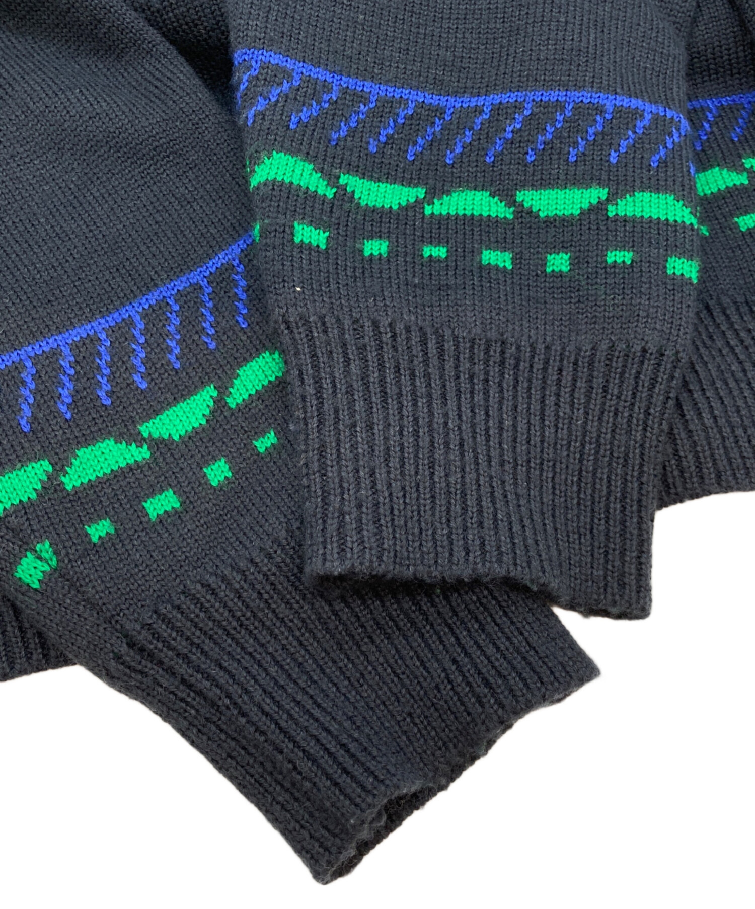 中古・古着通販】PAMM (パム) 総柄シャギーニット アイボリー×ネイビー 