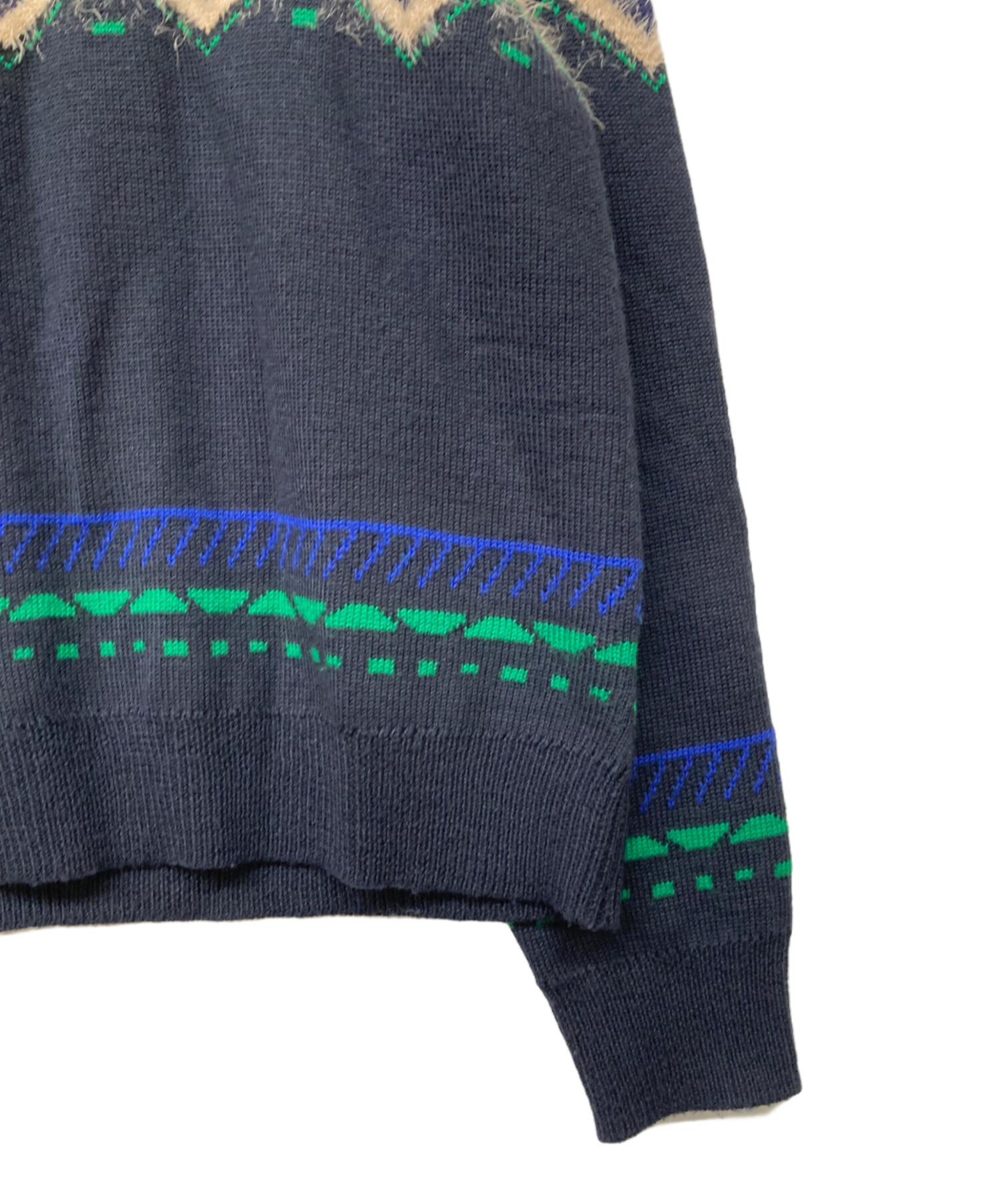 中古・古着通販】PAMM (パム) 総柄シャギーニット アイボリー×ネイビー 