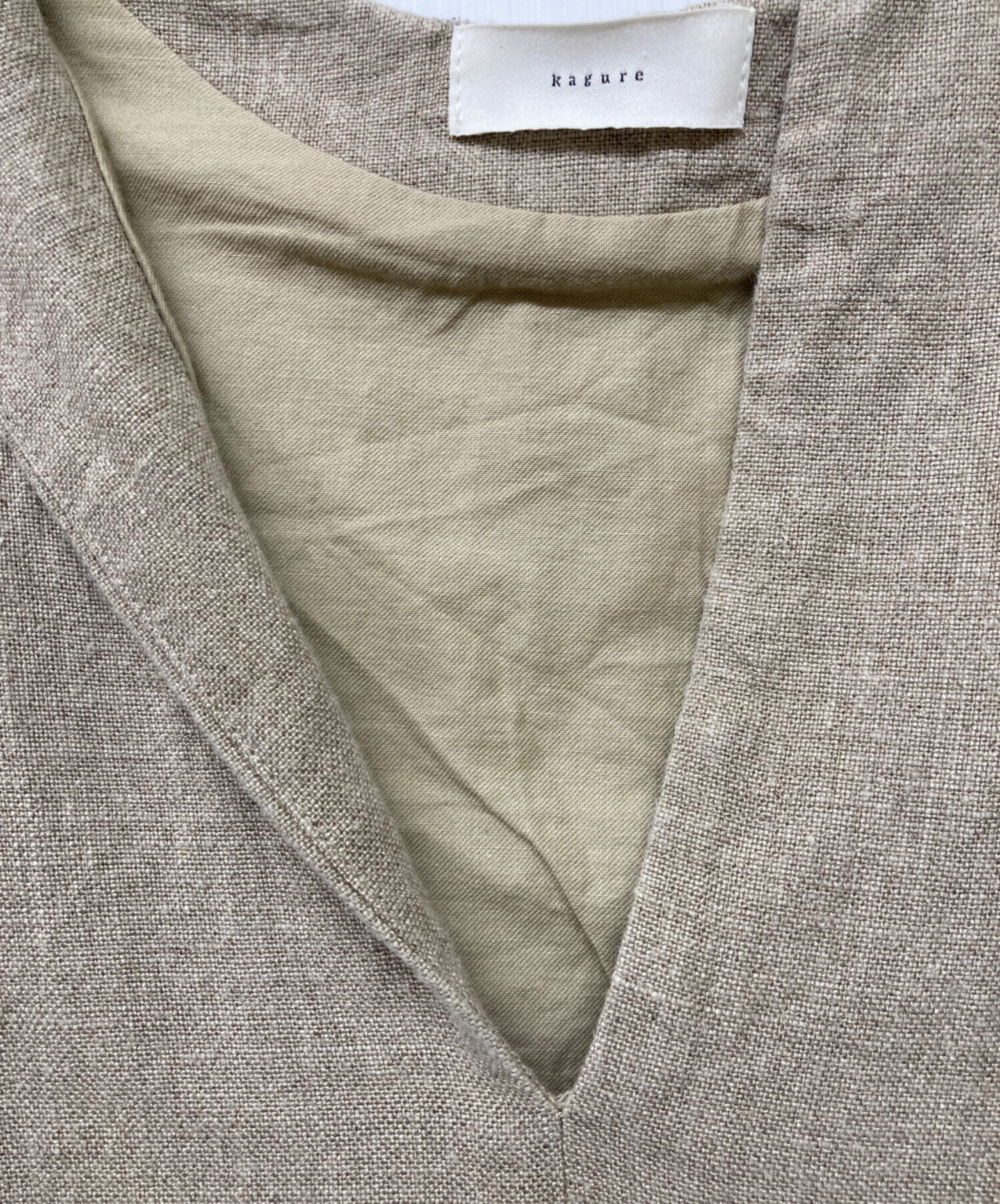 中古・古着通販】KAGURE (カグレ) リネンボックスワンピース ベージュ