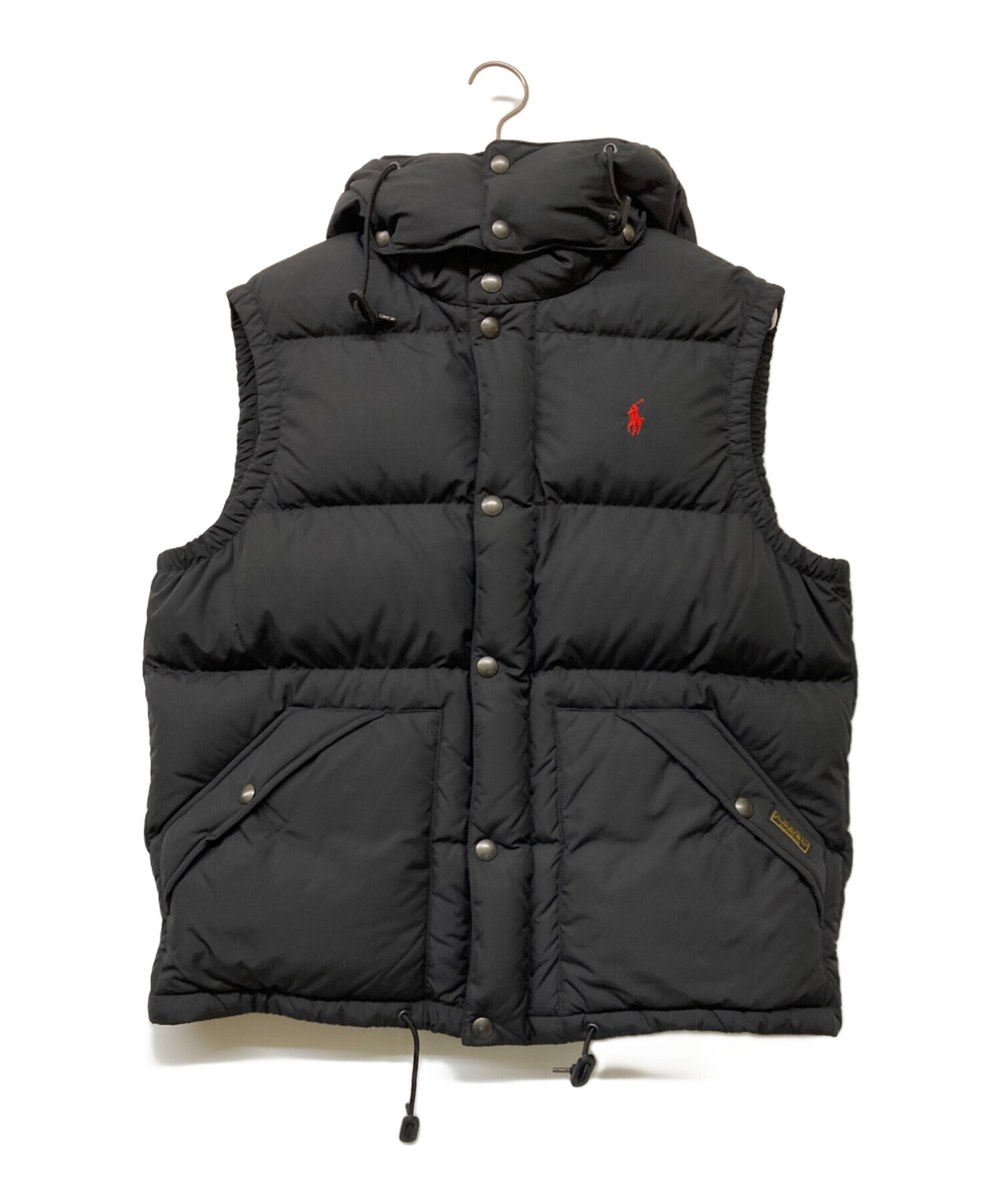 美品 ラルフローレン ポニー刺繍 フード付 2way ダウンベスト 黒 ブラック 中古・古着通販】POLO RALPH LAUREN (ポロ・ラルフローレン) ポニー