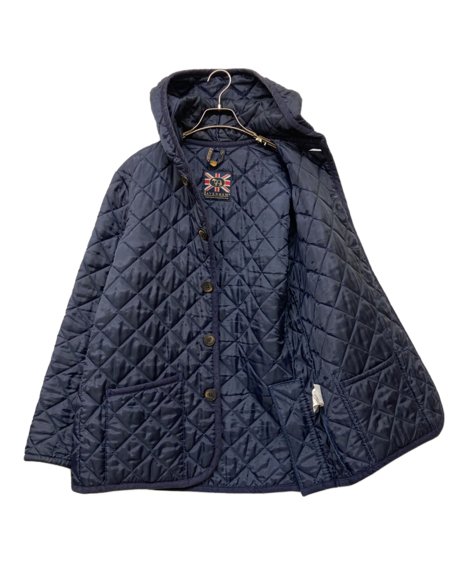 lux-japan LAVENHAM ネイビー キルティングジャケット フード付き XS 
