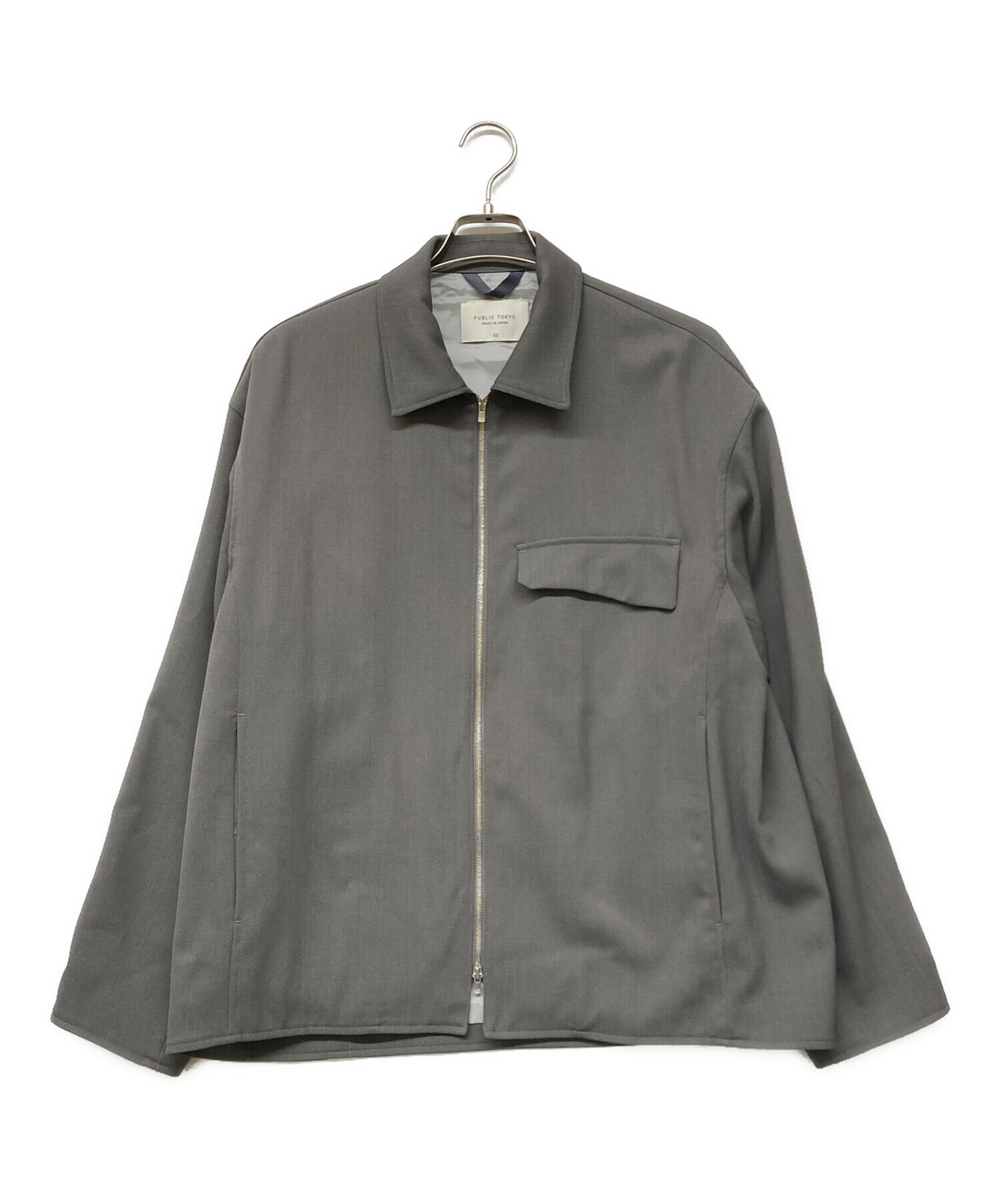 AQUA WOOLカルゼジップブルゾン グレー PUBLIC TOKYO 中古・古着通販】PUBLIC TOKYO (パブリックトウキョウ) AQUA WOOL