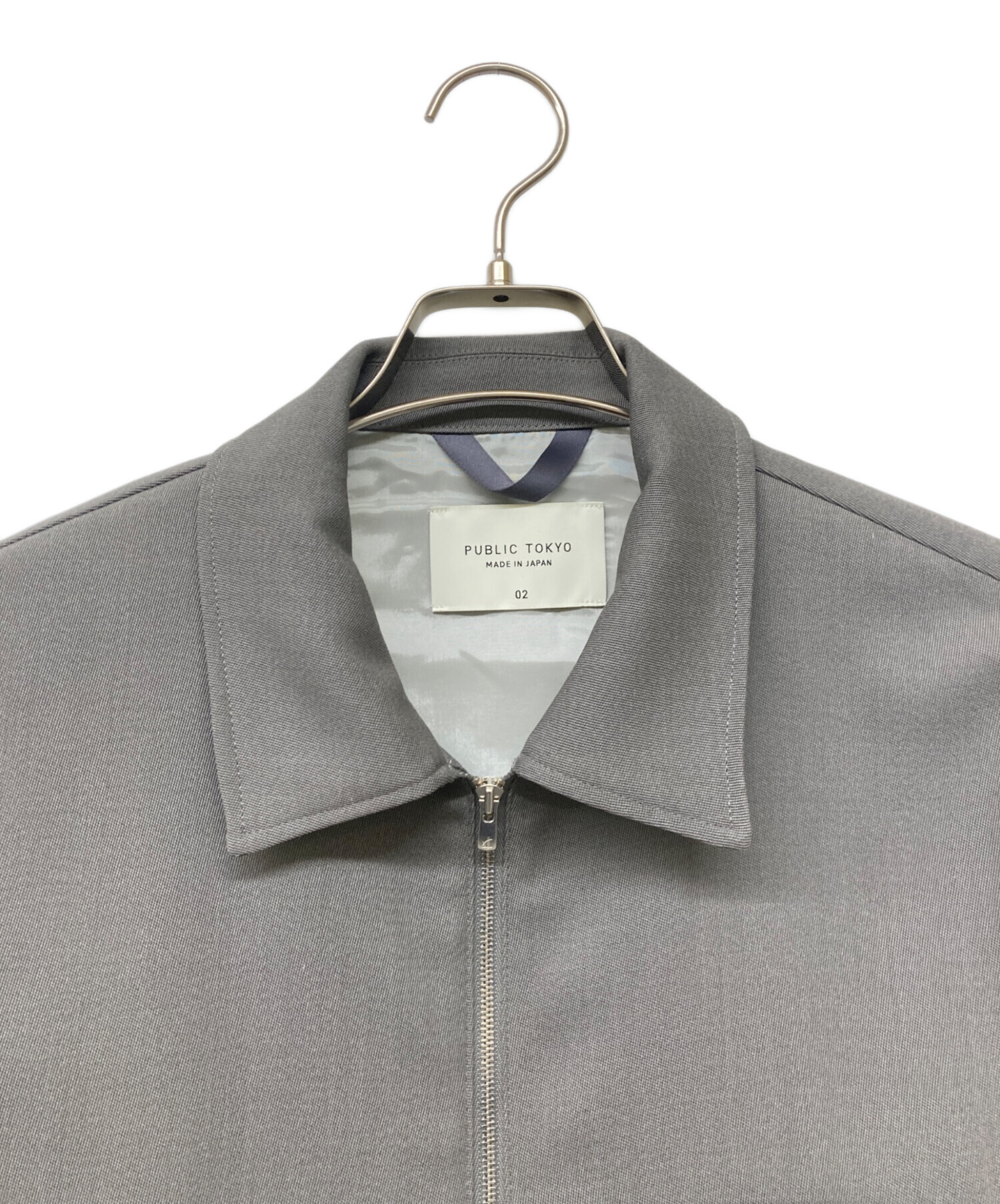 AQUA WOOLカルゼジップブルゾン グレー PUBLIC TOKYO 中古・古着通販】PUBLIC TOKYO (パブリックトウキョウ) AQUA WOOL