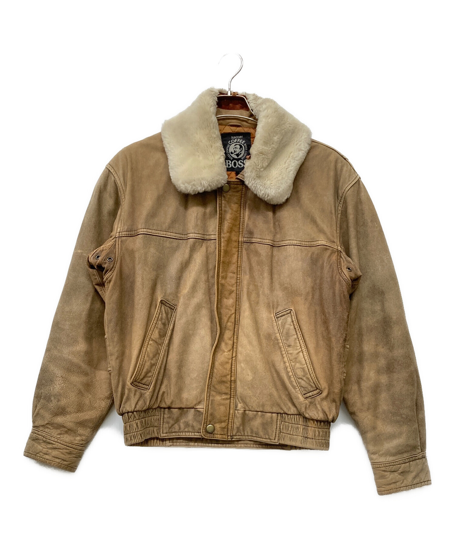 BOSS ボスジャン フライトジャケット レザー ボアフリース LL 中古・古着通販】BOSS (ボス) 【ボスジャン】 SUNTORY ORIGINAL DESIGN