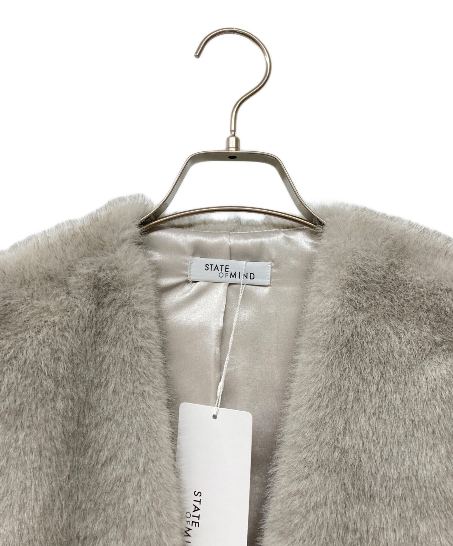 state of mindファーノーカラーベスト グレー 中古・古着通販】STATE OF MIND (ステートオブマインド) ファーベスト
