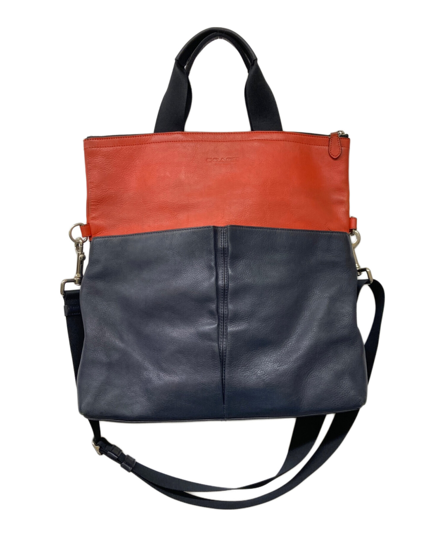 中古・古着通販】COACH (コーチ) FOLDOVER TOTE レッド×ネイビー 