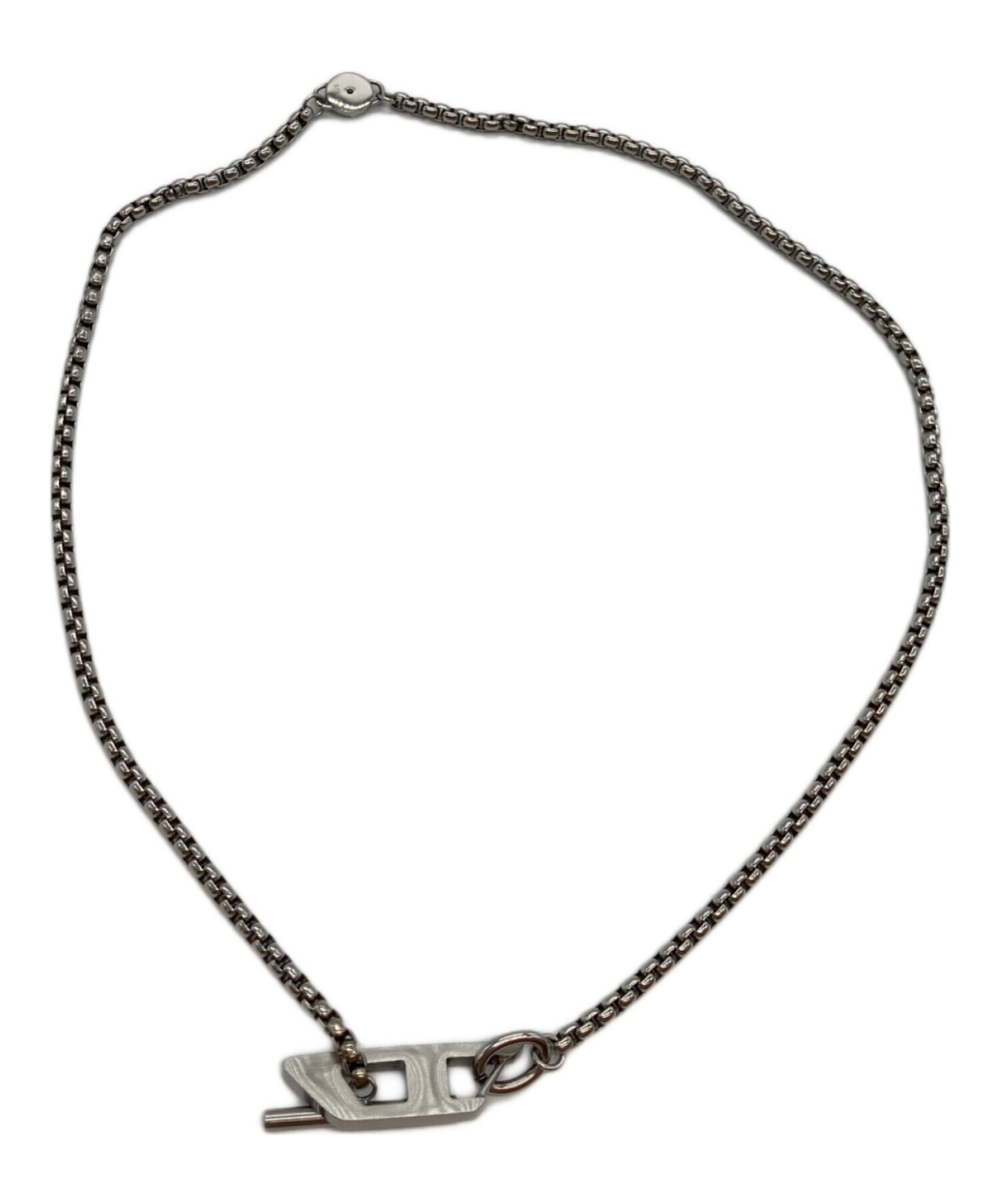 【値下げ中!】DIESEL ロゴネックレス シルバー 中古・古着通販】DIESEL (ディーゼル) ロゴプレートネックレス