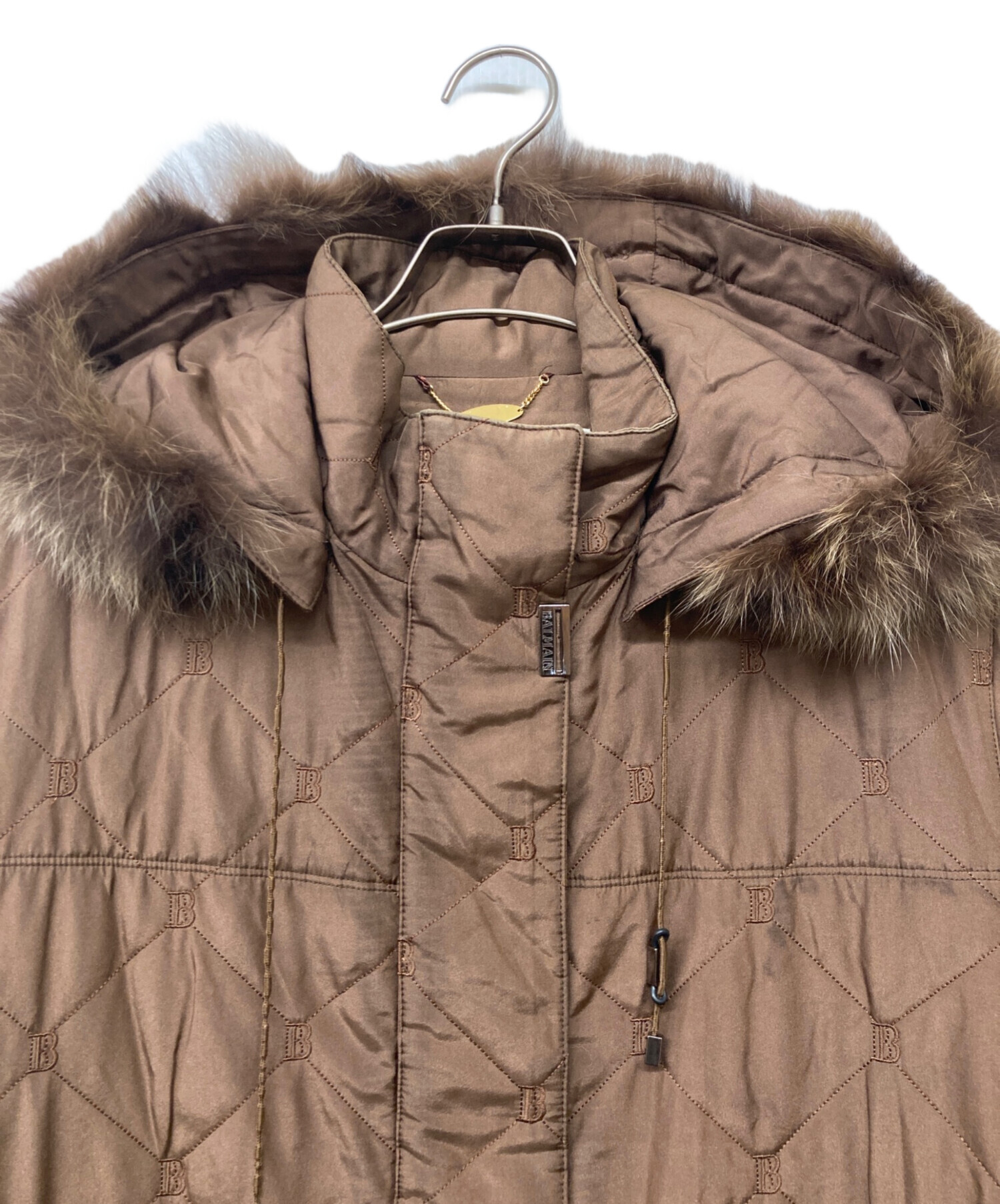 中古・古着通販】BALMAIN (バルマン) ファー付きダウンコート ブラウン