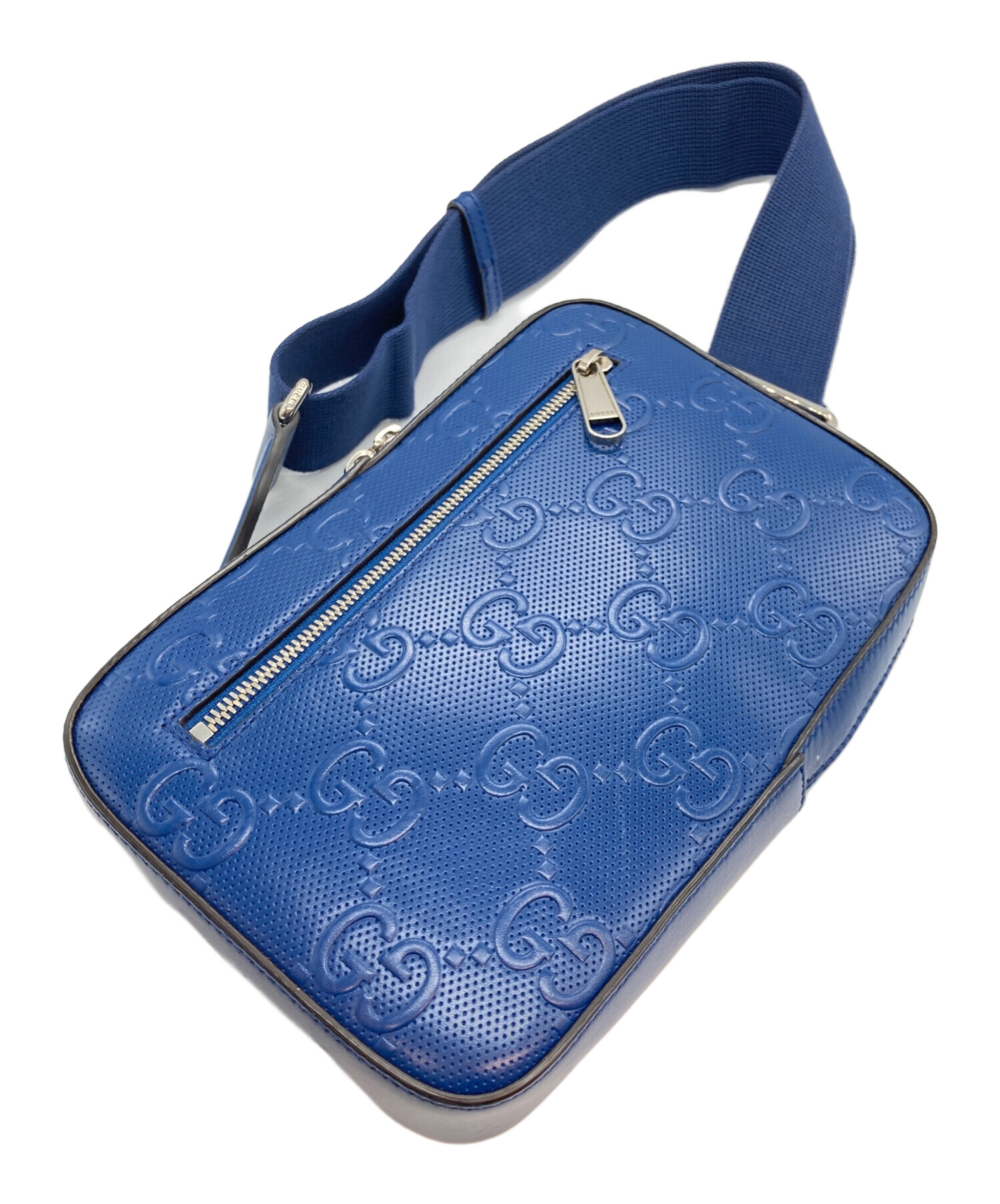 中古・古着通販】GUCCI (グッチ) GGエンボス クロスボディ ブルー