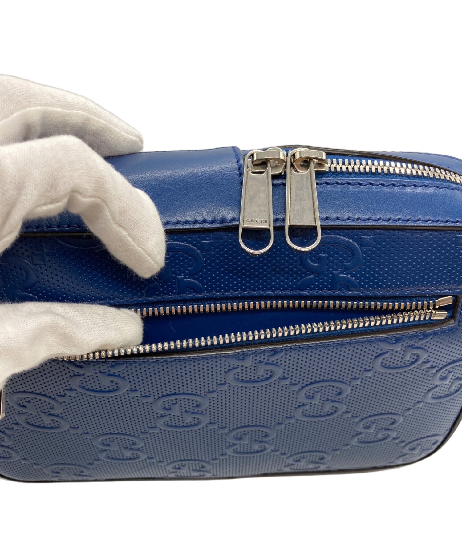 中古・古着通販】GUCCI (グッチ) GGエンボス クロスボディ ブルー