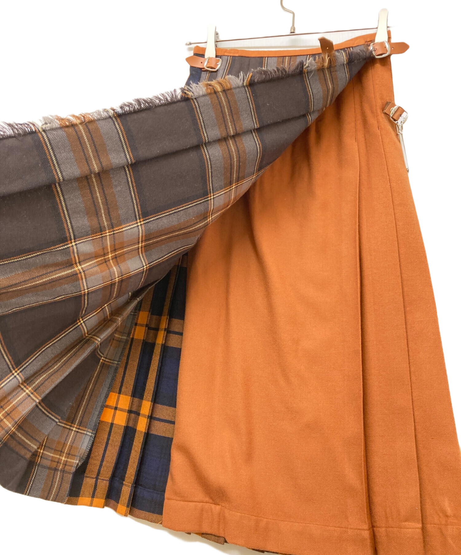 O'NEIL プリーツスカート ネイビーオレンジチェック O'NEIL of DUBLIN】 オレンジと紺のチェック プリーツスカート SHIPS