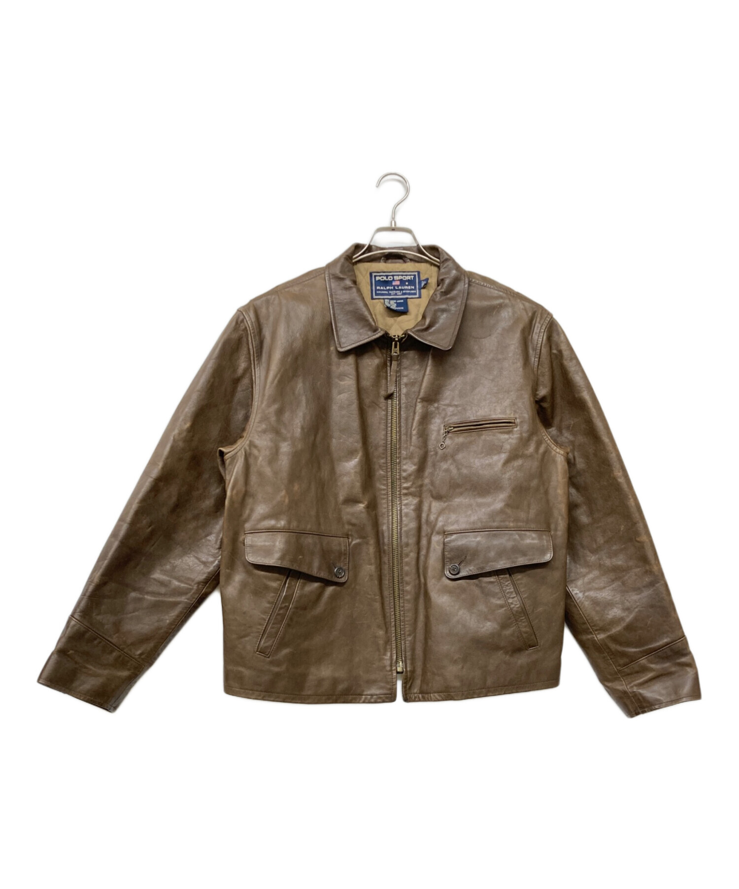 POLO SPORT レザージャケット サイズＬ 中古・古着通販】POLO SPORT (ポロスポーツ) シングルレザーライダース