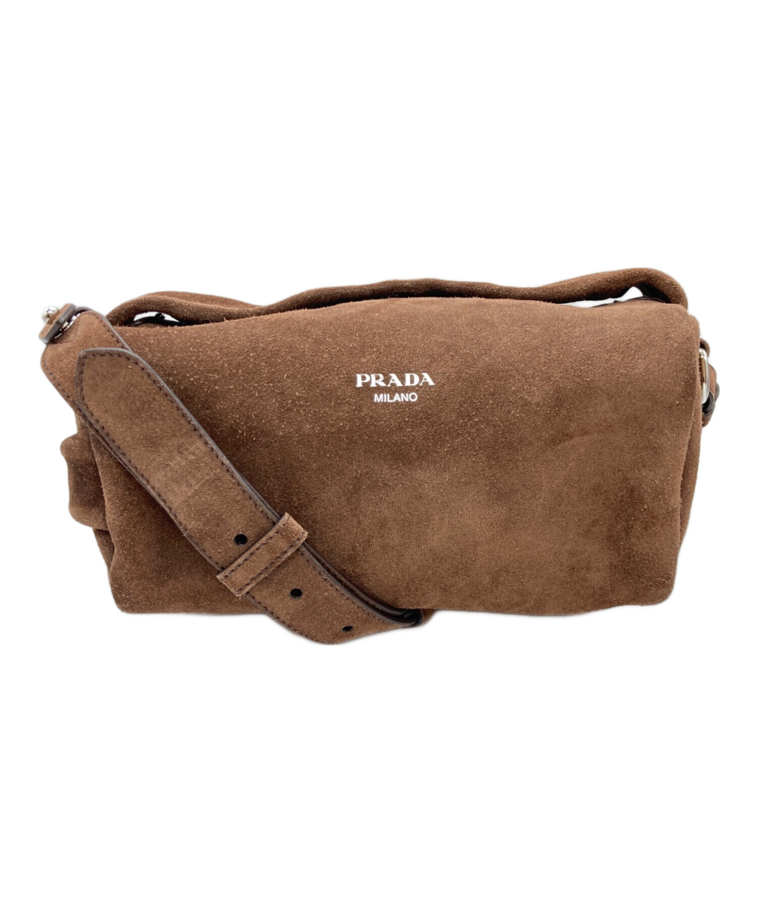中古・古着通販】PRADA (プラダ) コーヒースウェードショルダーバッグ