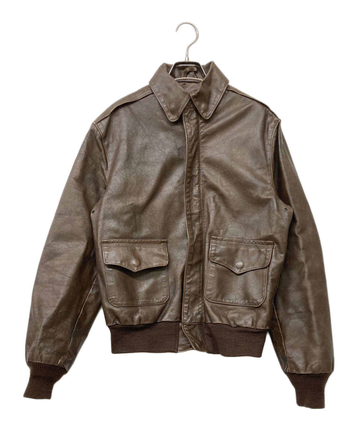 80s' Willis＆ A2 ブラウン フライトジャケット 36 ビンテージ WILLIS & GEIGER TYPE A-2 本革 ジャケット size 36