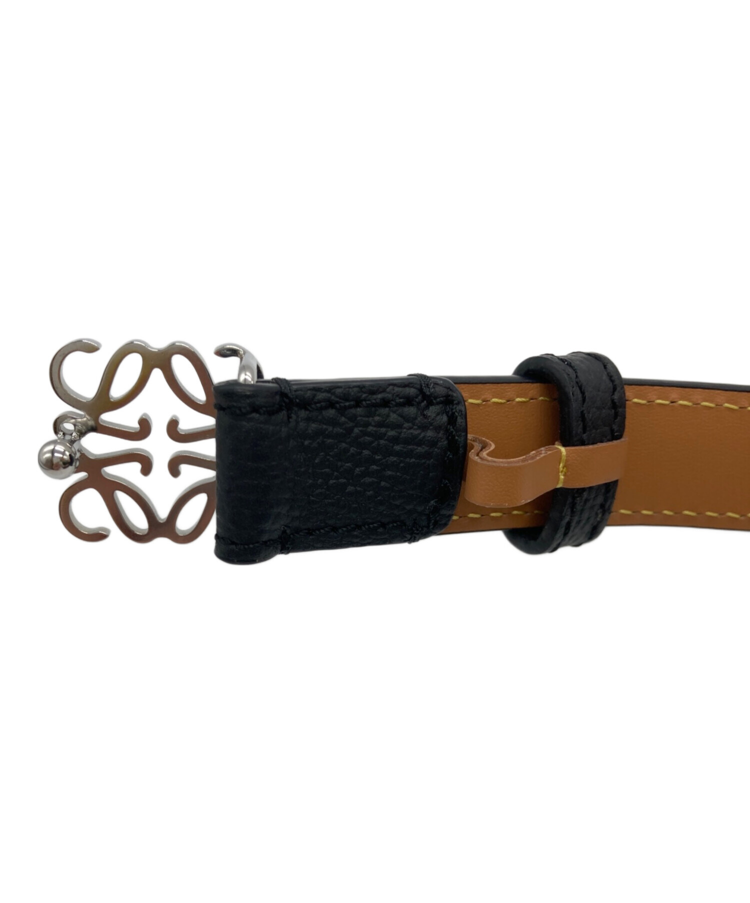 中古・古着通販】LOEWE (ロエベ) アナグラムレザーベルト ブラック