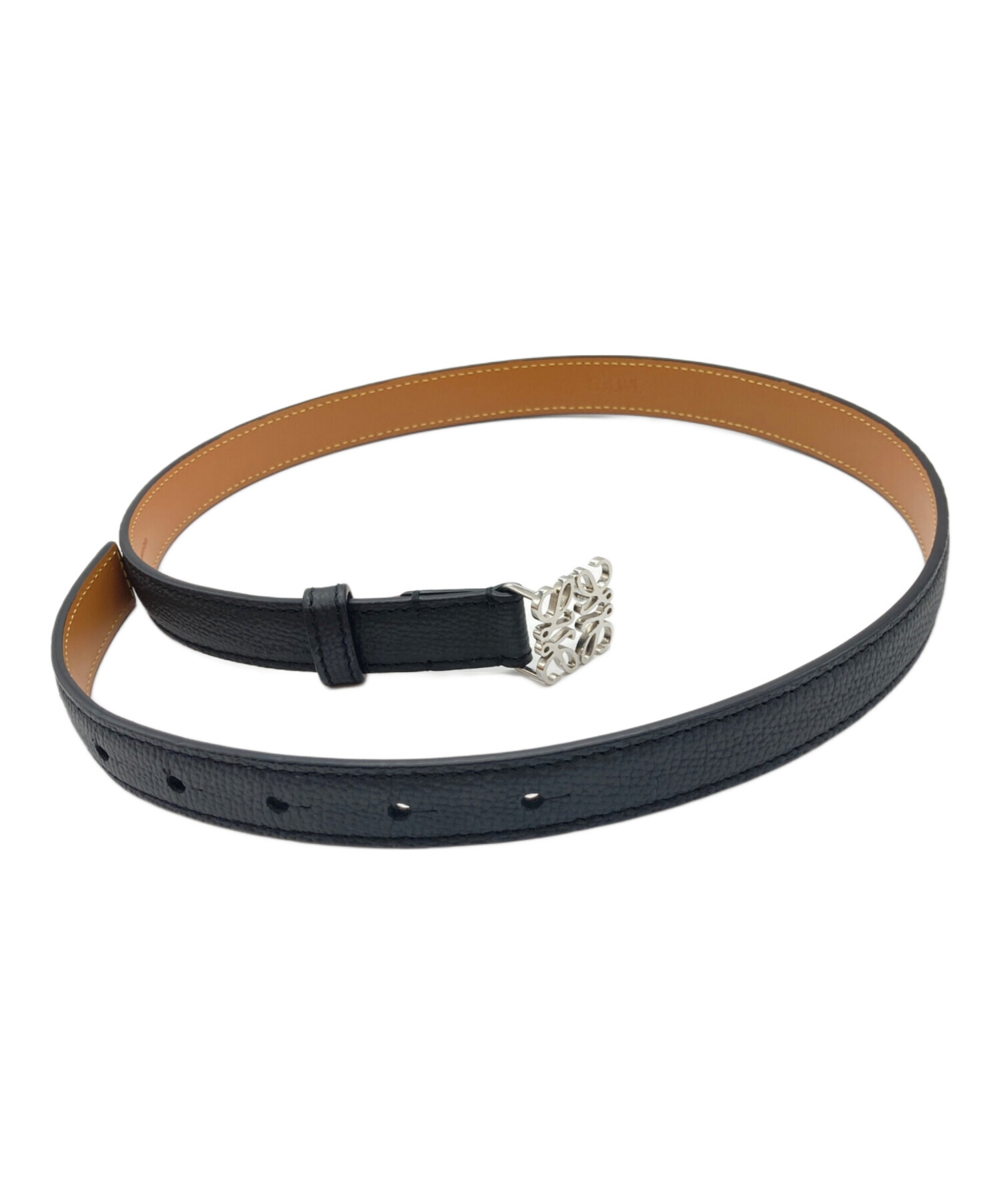 中古・古着通販】LOEWE (ロエベ) アナグラムレザーベルト ブラック