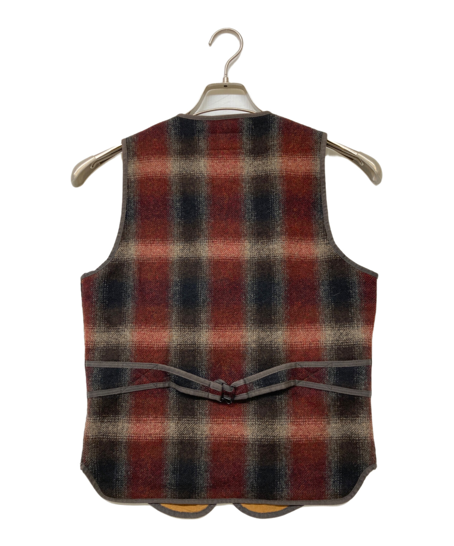 【極美品】RRL プレイドチェックウールショールカラーベスト 中古・古着通販】RRL (ダブルアールエル) チェック柄ウールベスト
