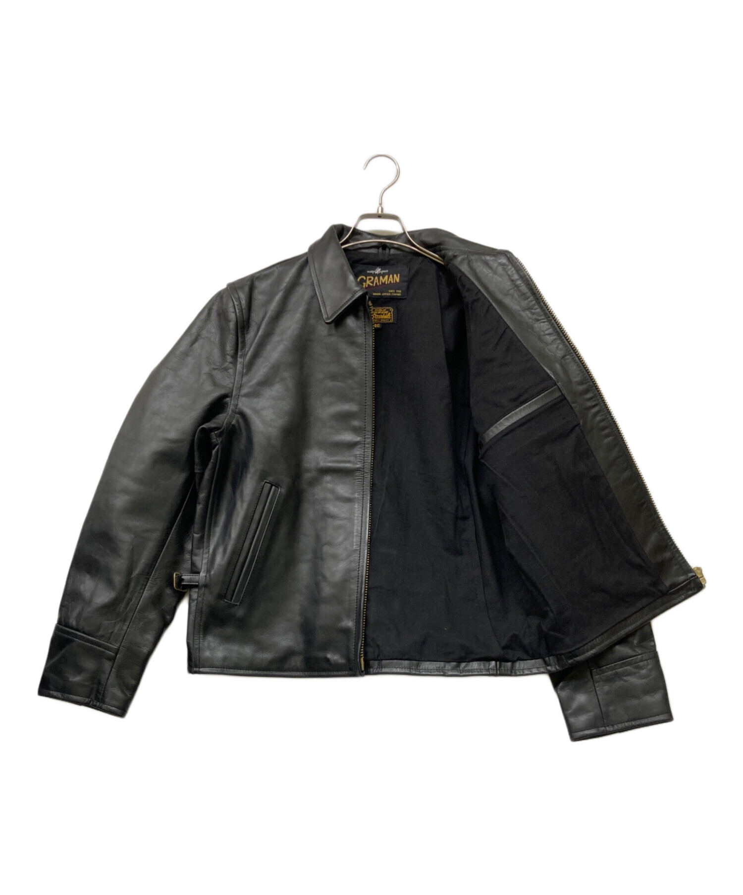 GRAMAN COWHIDE シングルライダース 本革 牛革 カウハイド 古着 中古・古着通販】GRAMAN (グラマン) ステアハイドレザーシングル