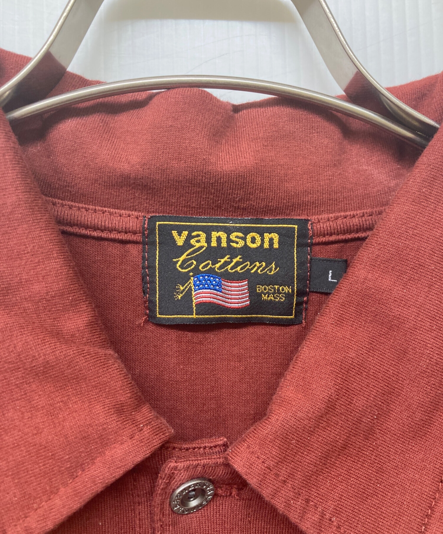 中古・古着通販】VANSON (バンソン) スカル刺繍入りポロシャツ レッド