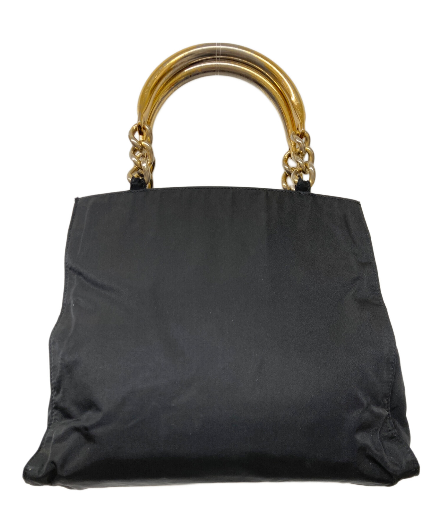 PRADA ナイロン レザー ハンドバッグ 中古・古着通販】PRADA (プラダ) ナイロントートバッグ ブラック