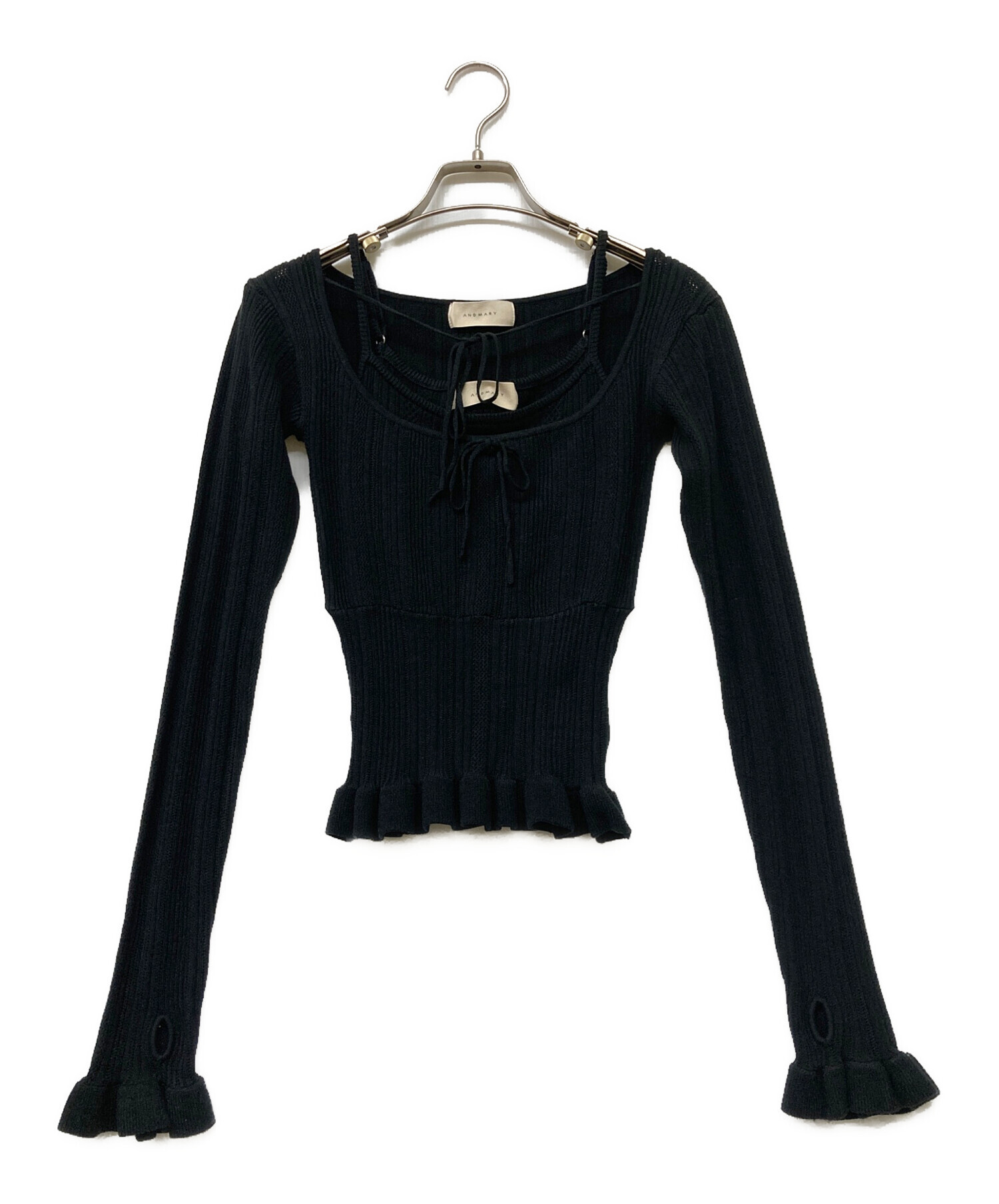 andmary Almacachecoeurtops Black アンドマリー 中古・古着通販】ANDMARY (アンドマリー) キャミ付きニット ブラック