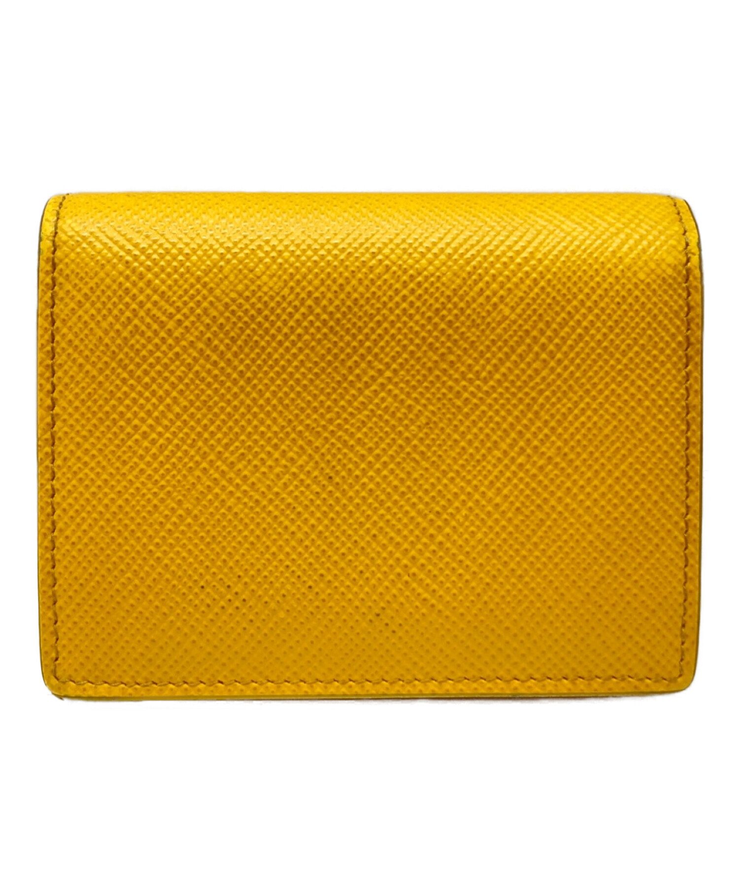 PRADA イエロー お財布 中古・古着通販】PRADA (プラダ) サフィアーノ2つ折り財布 イエロー