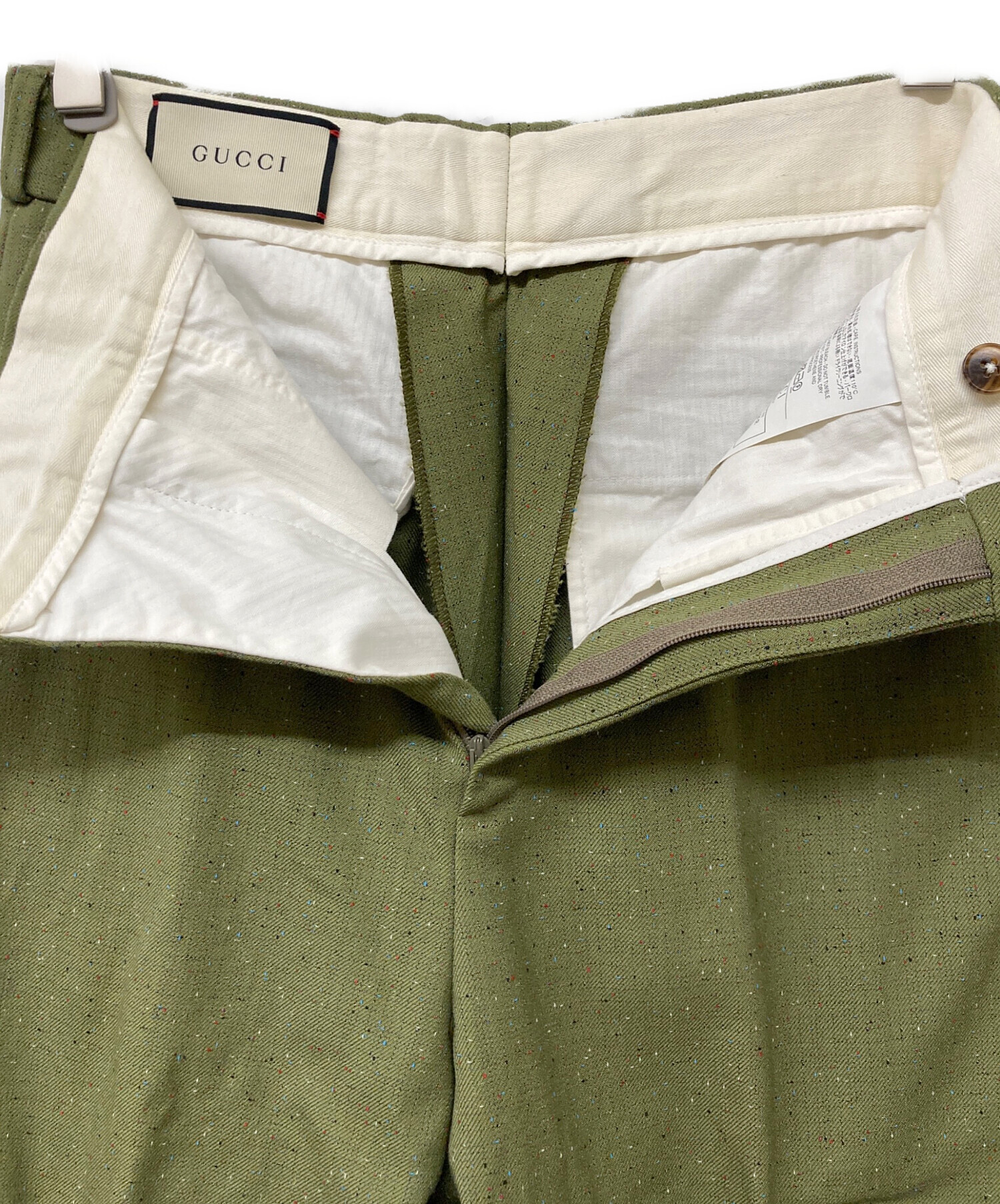 中古・古着通販】GUCCI (グッチ) ネップスラックスパンツ オリーブ
