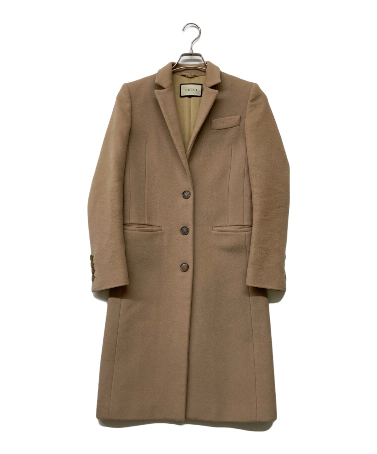 Gucci ベージュ 100%カシミアチェスターコート 中古・古着通販】GUCCI (グッチ) チェスターコート ベージュ サイズ