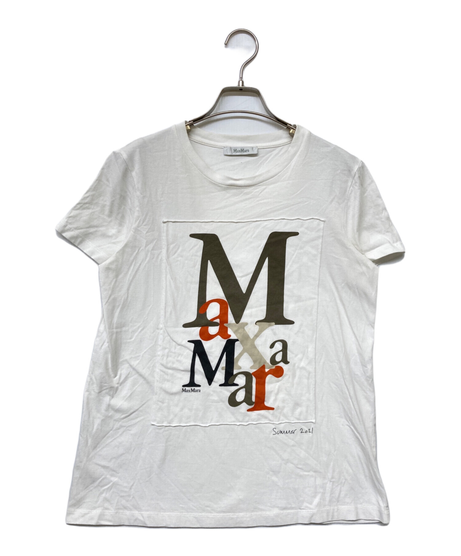 マックスマーラ Max Mara Tシャツ バックプリント ホワイトTシャツ 中古・古着通販】MaxMara (マックスマーラ) ロゴプリントTシャツ