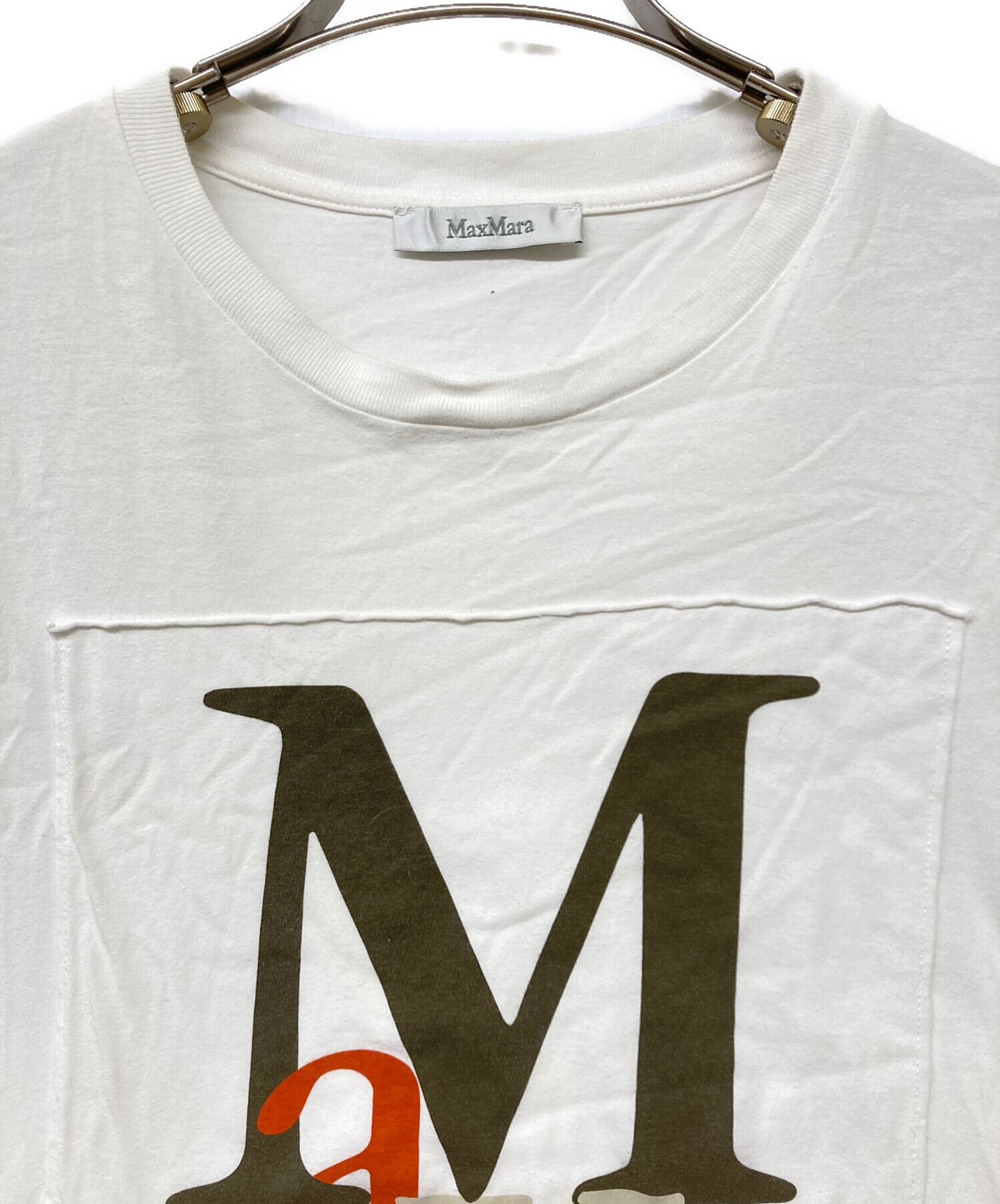 マックスマーラ Max Mara Tシャツ バックプリント ホワイトTシャツ 中古・古着通販】MaxMara (マックスマーラ) ロゴプリントTシャツ