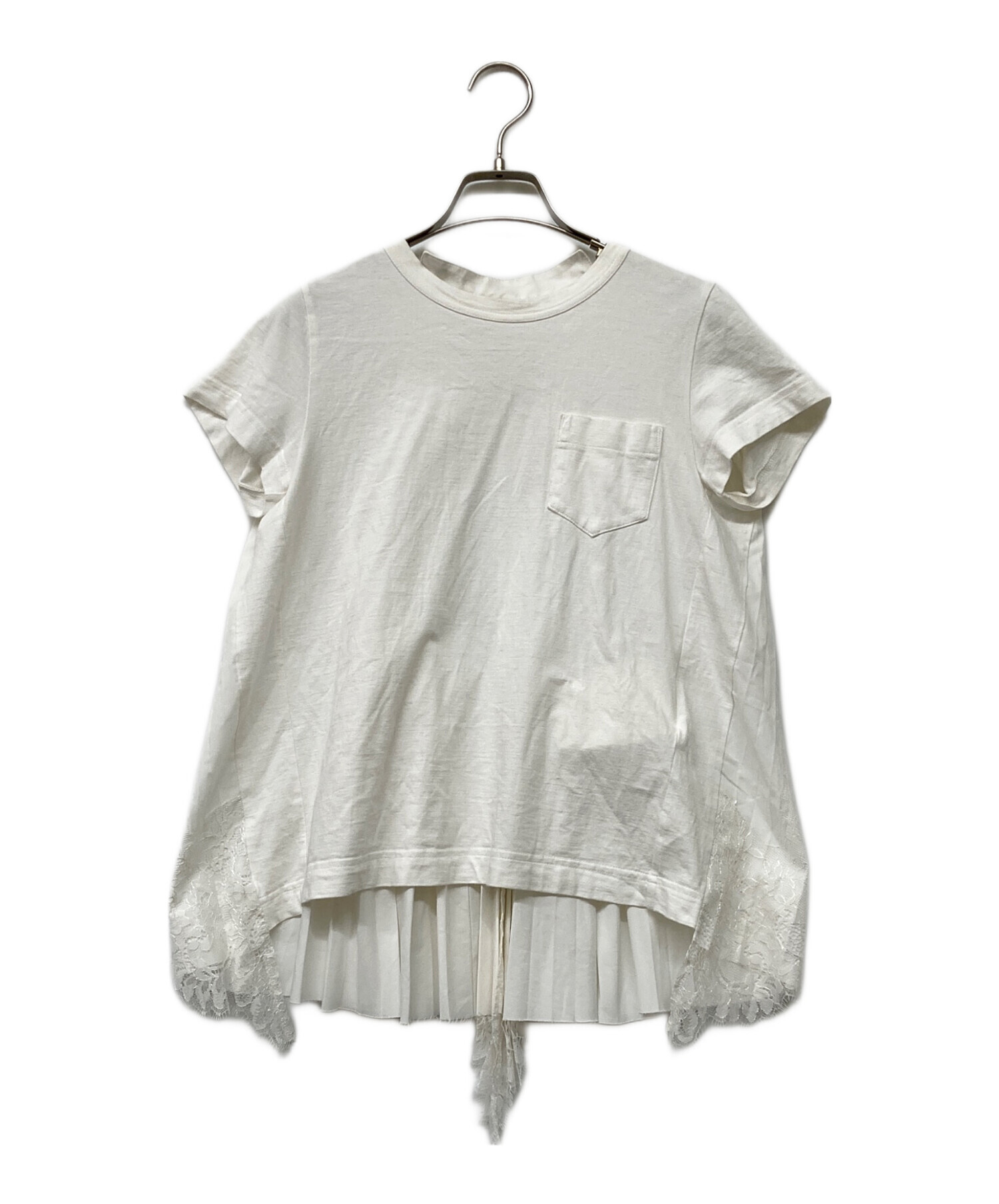 美品 ✨ sacai サカイ プリーツ シフォン ジップレイヤード カットソー 中古・古着通販】sacai (サカイ) 異素材ドッキングバックプリーツ