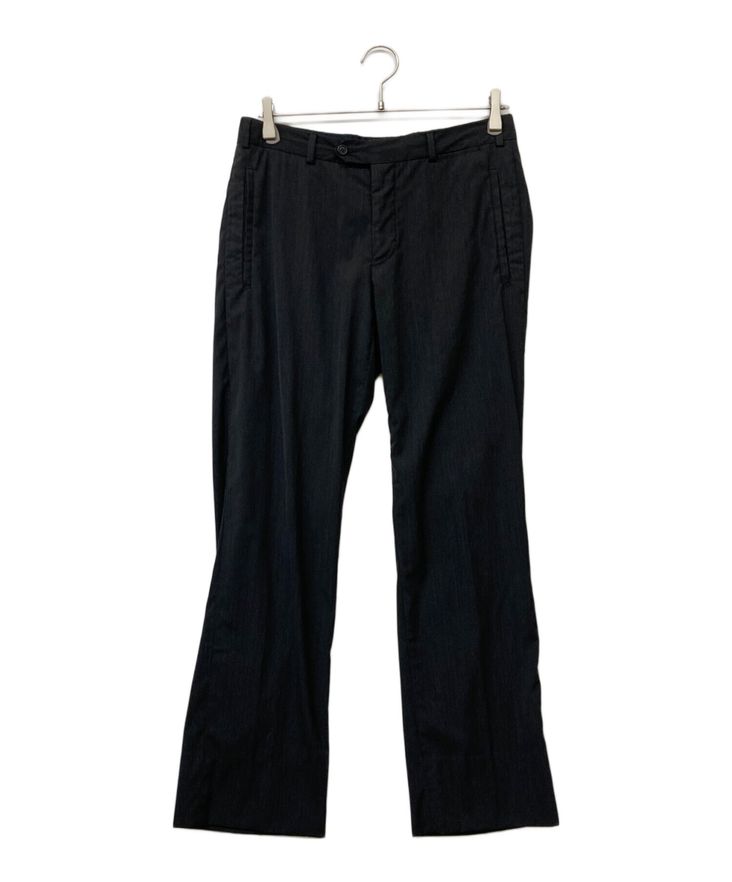 断捨離特価！早い物勝ち！美品 PRADA ブラック スラックス 46R 中古・古着通販】PRADA (プラダ) ストライプスラックスパンツ ブラック