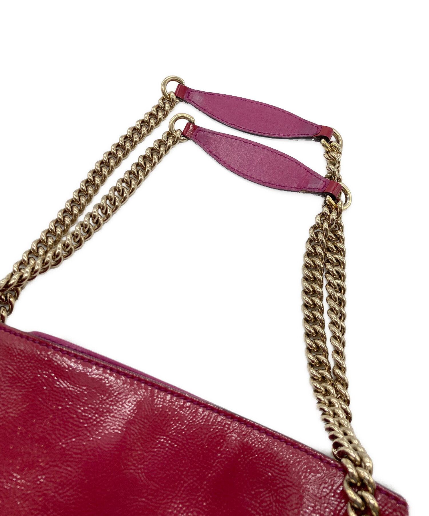 GUCCI SOHO ソーホー チェーン ショルダーバッグ フリンジ 赤 中古・古着通販】GUCCI (グッチ) ソーホー チェーン ショルダーバッグ