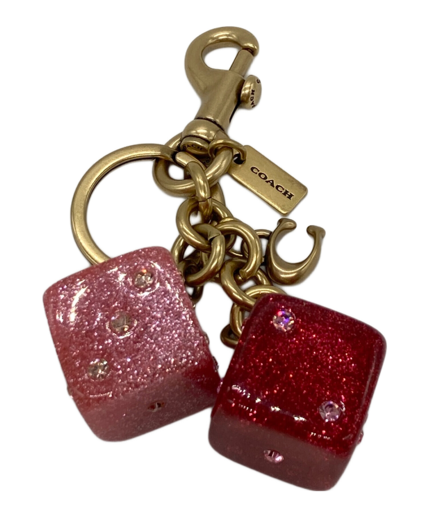 コーチ　ジャンク品　5点 中古・古着通販】COACH (コーチ) ダイスバッグチャーム レッド×ピンク