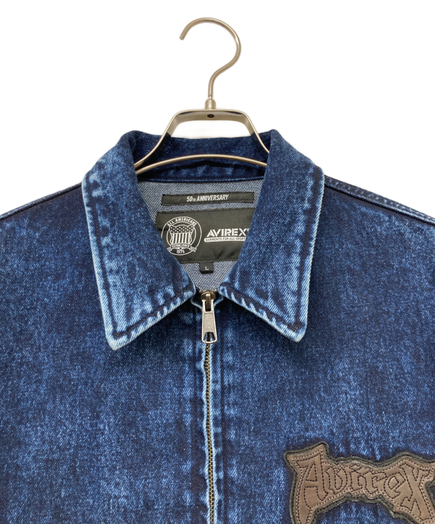 中古・古着通販】AVIREX (アヴィレックス) LEATHER PATCH DENIM JACKET
