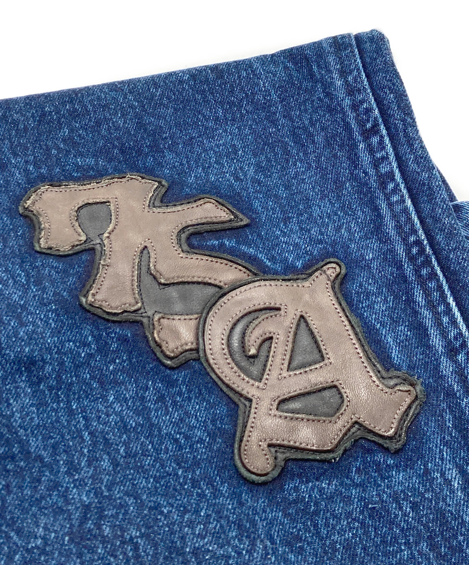 中古・古着通販】AVIREX (アヴィレックス) LEATHER PATCH DENIM PANTS