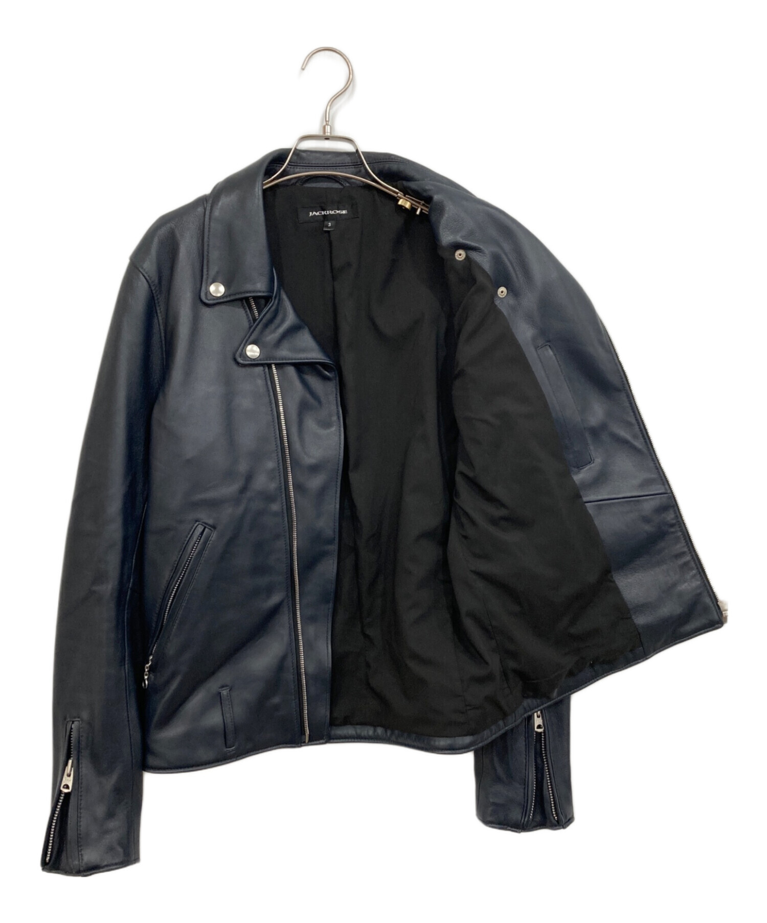 【JACKROSE】ヴィンテージ加工 ダブルライダース M JACKROSE ダブルライダースジャケット 羊革 2サイズ M 黒 ジャック