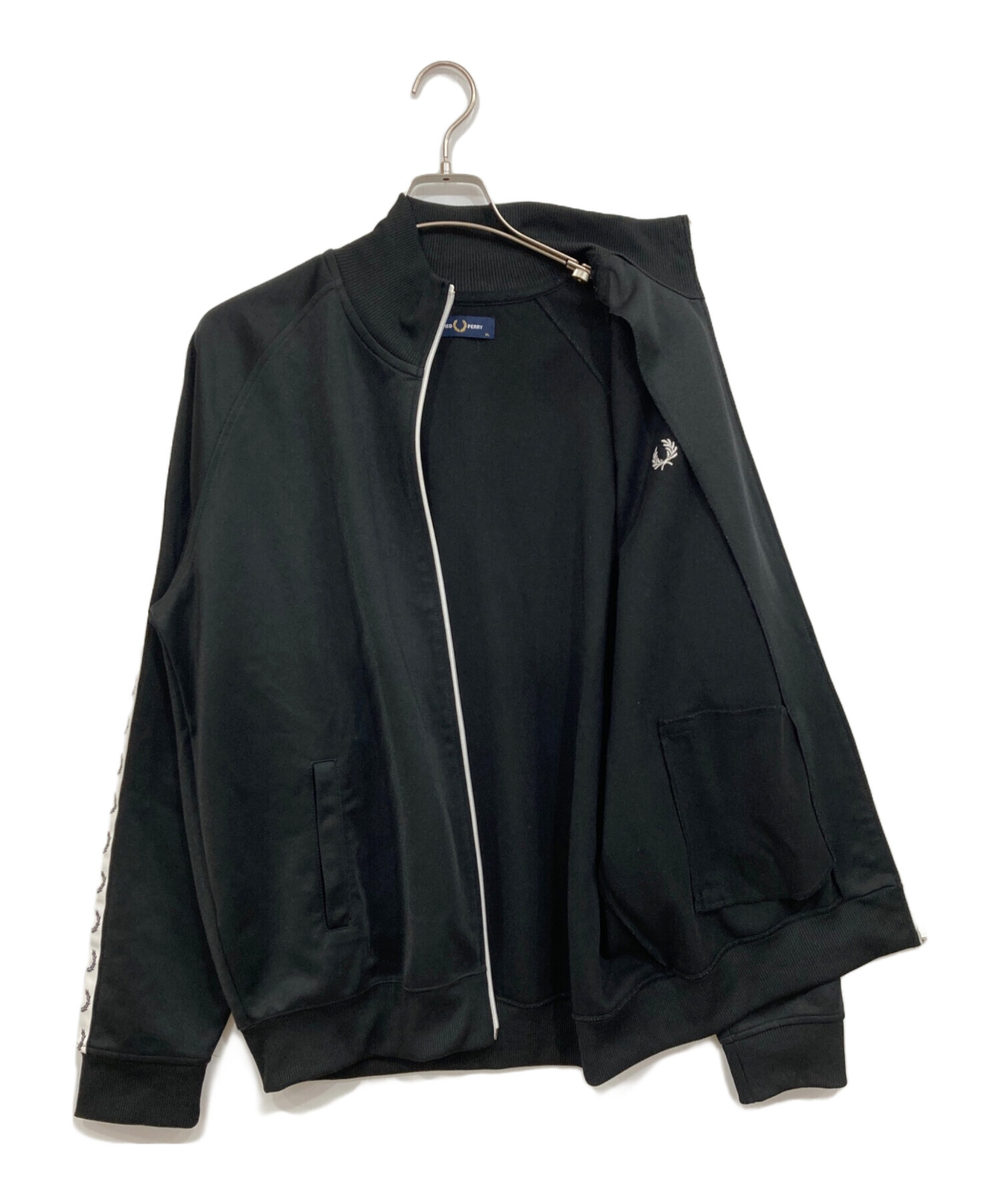 古着 フレッドペリー スナップ カーディガン トラックジャケット 黒 古着 フレッドペリー スナップ カーディガン トラックジャケット 黒
