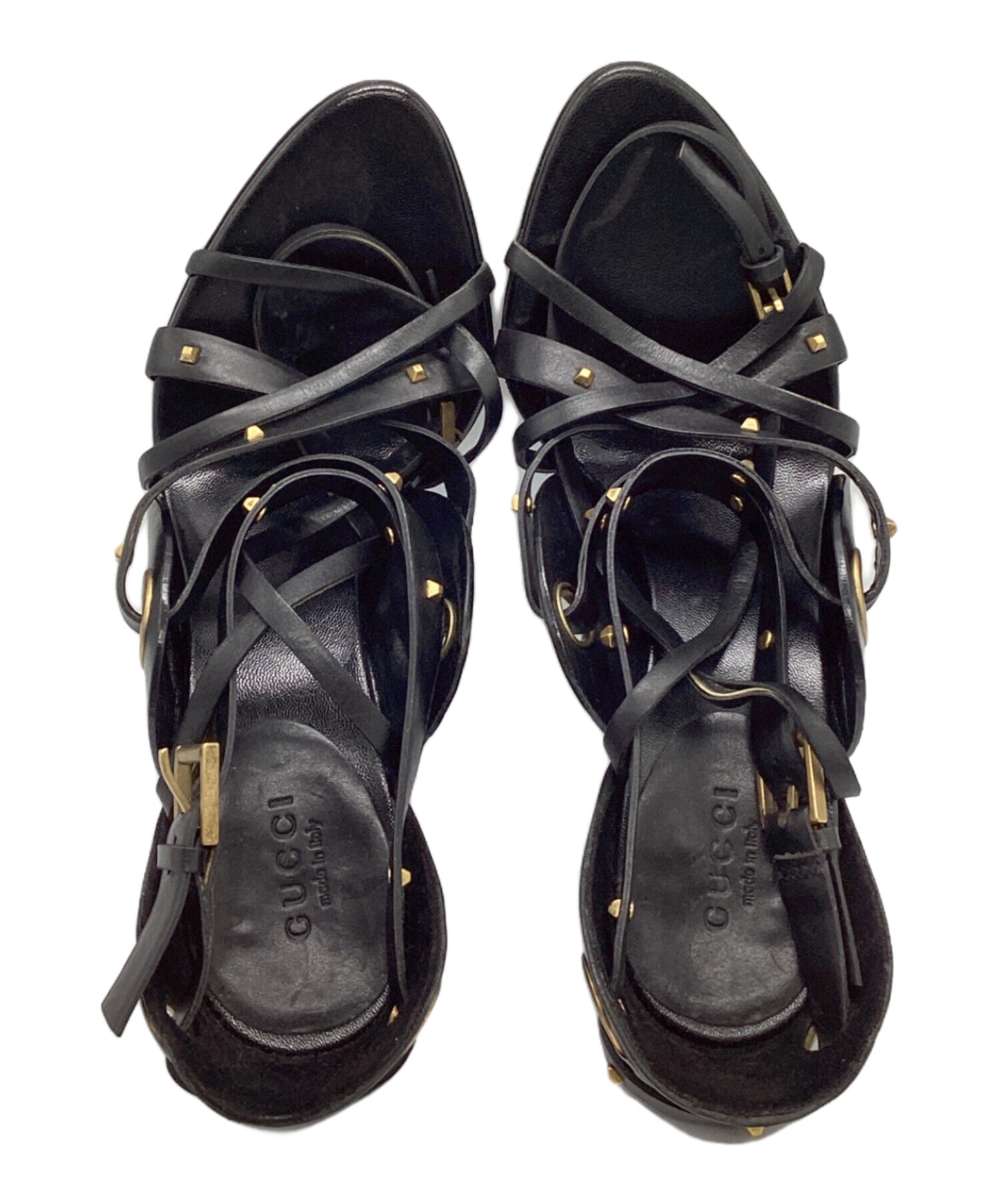 Gucci スタッズ付きサンダル 中古・古着通販】GUCCI (グッチ) ベルトスタッズサンダル ブラック