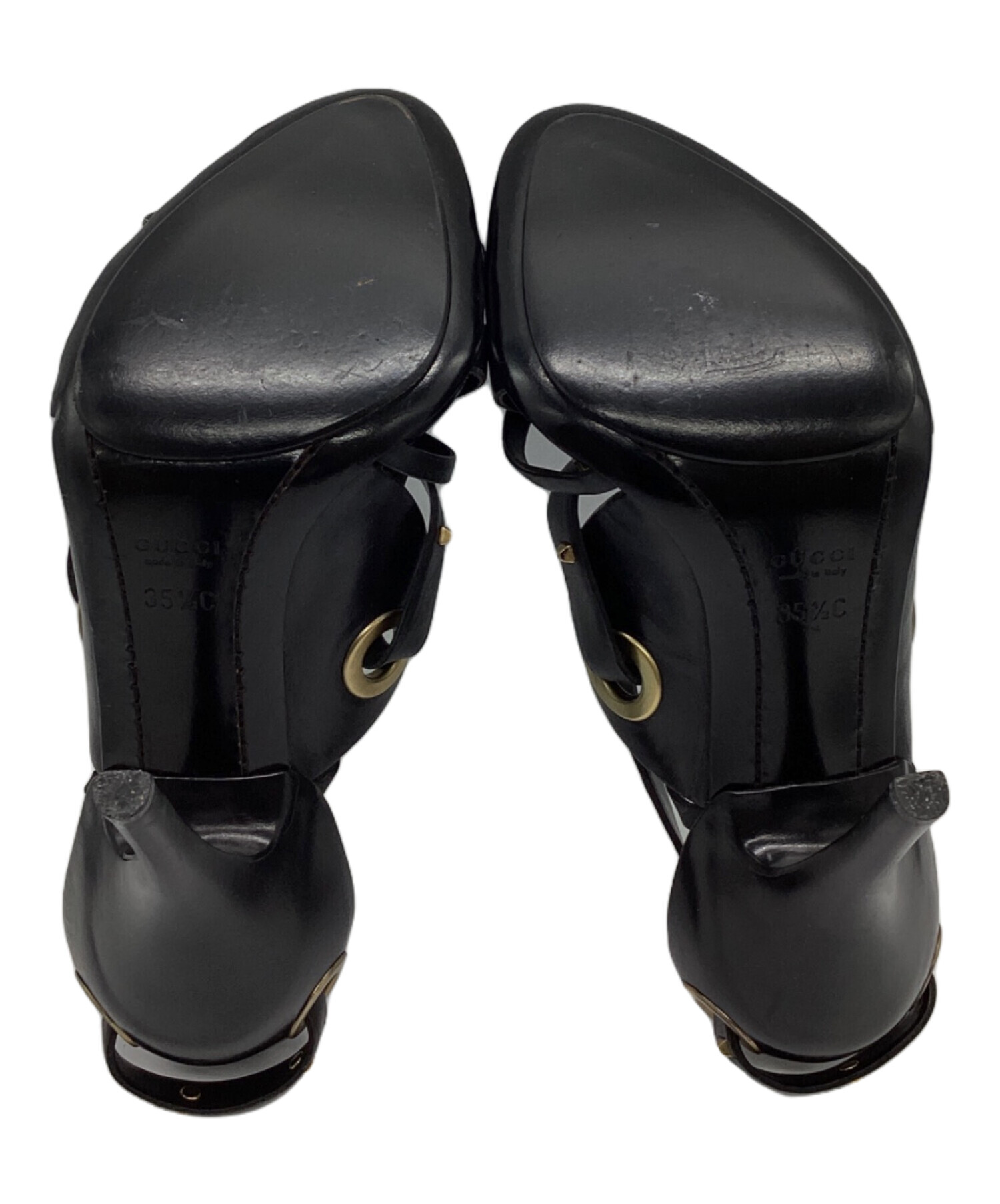 中古・古着通販】GUCCI (グッチ) ベルトスタッズサンダル ブラック 