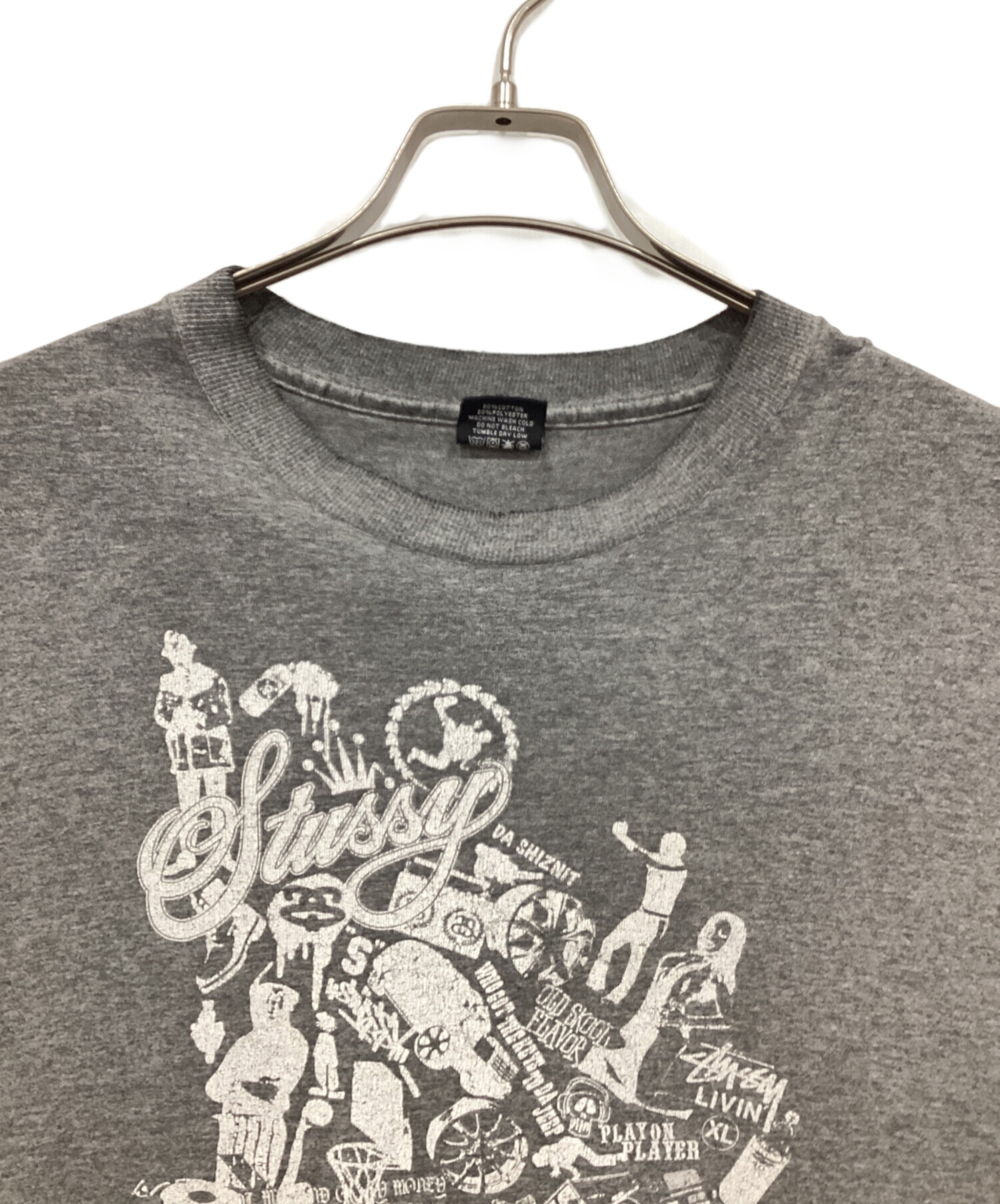中古・古着通販】stussy (ステューシー) プリントTシャツ グレー