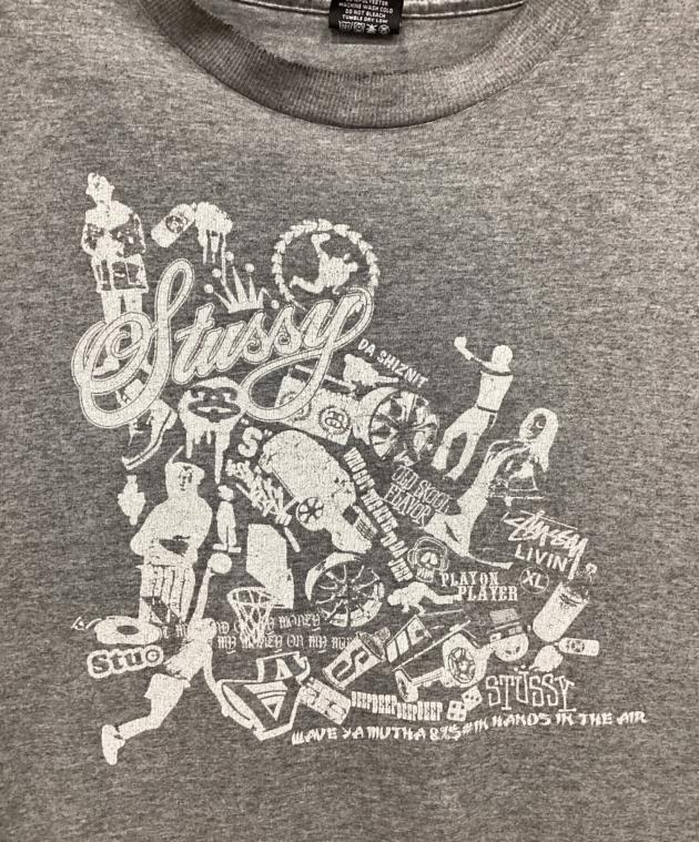 中古・古着通販】stussy (ステューシー) プリントTシャツ グレー